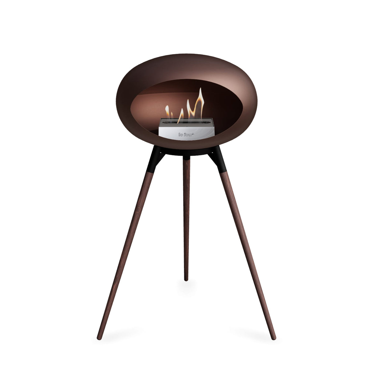 Le Feu Ground High Dome Mocca Fireplaces Nüline Distribution black smoked oak steel burner