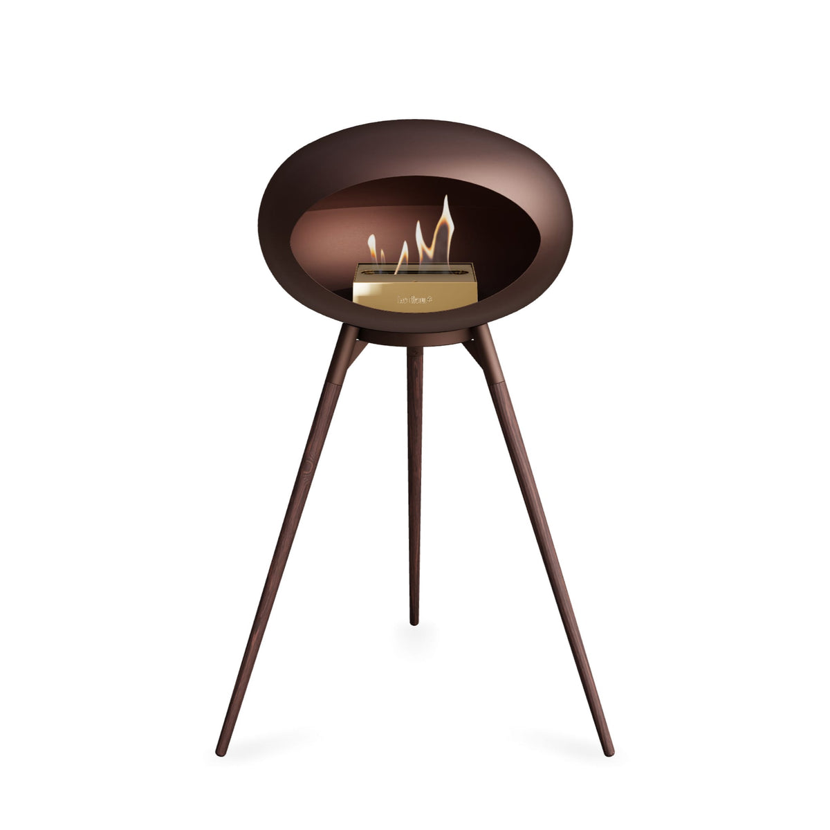 Le Feu Ground High Dome Mocca Fireplaces Nüline Distribution mocca smoked oak rose gold burner