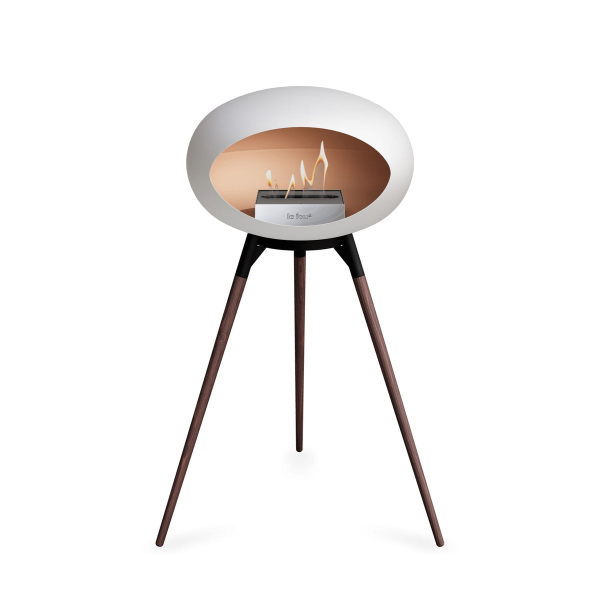 Le Feu Ground High Dome White Fireplaces Nüline Distribution black smoked oak steel burner