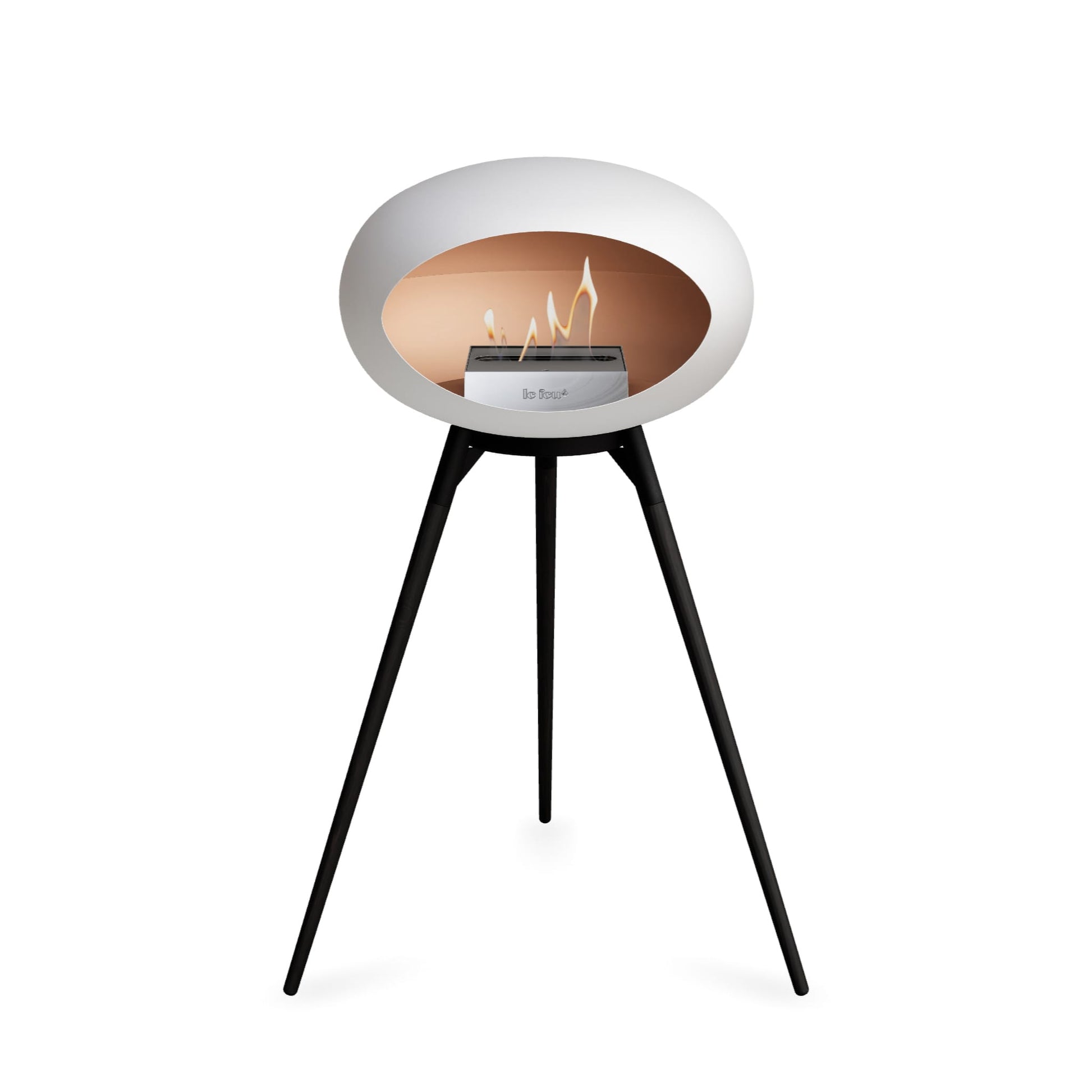 Le Feu Ground High Dome <br>White Fireplaces Nüline Distribution black black oak steel burner