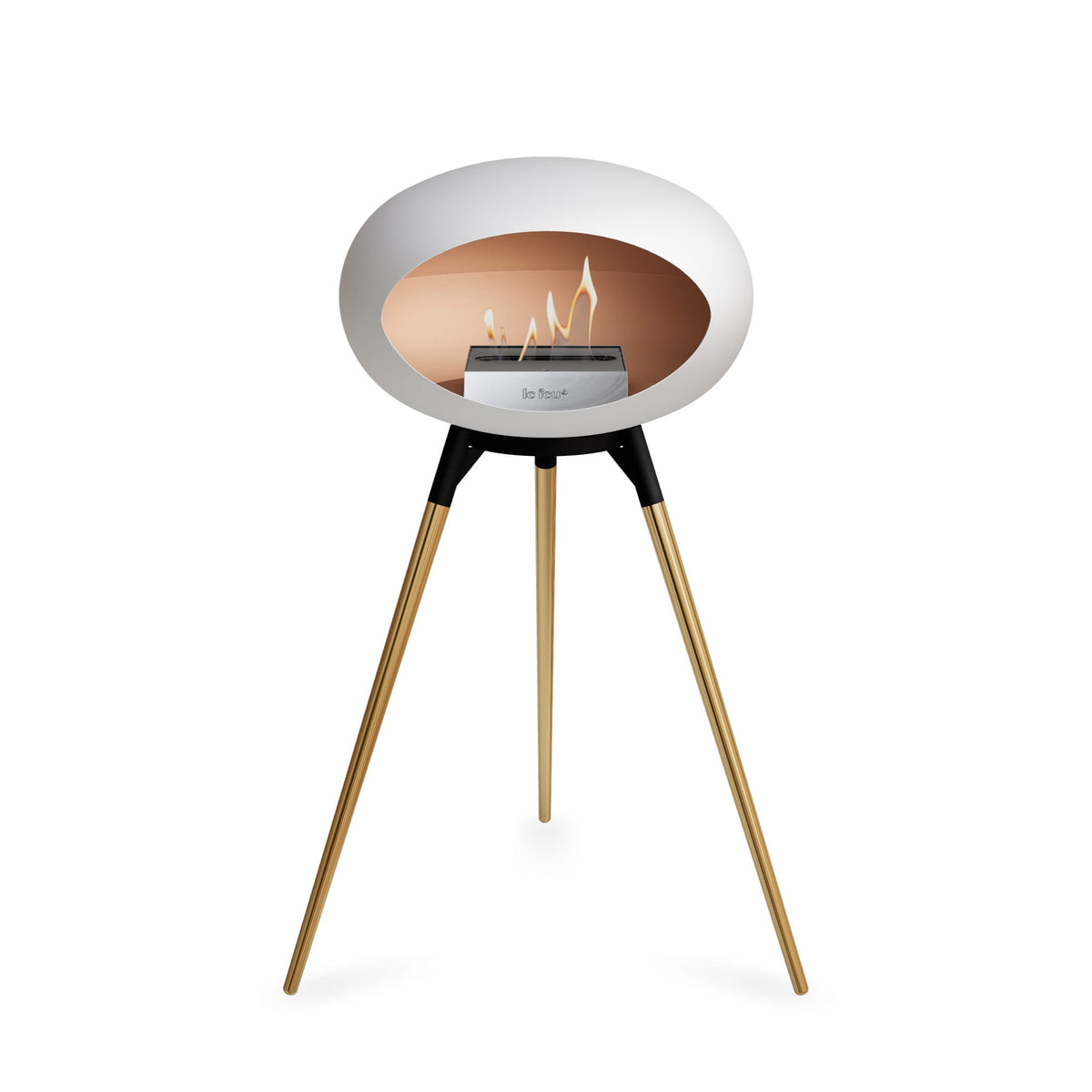 Le Feu Ground High Dome White Fireplaces Nüline Distribution black rose gold steel burner