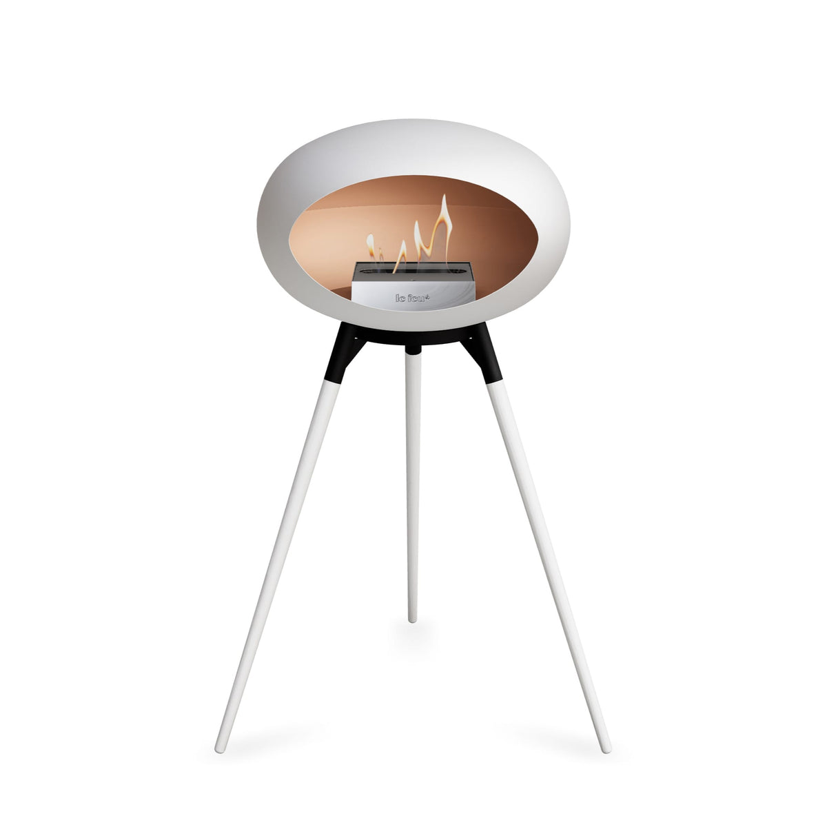 Le Feu Ground High Dome White Fireplaces Nüline Distribution black white oak steel burner