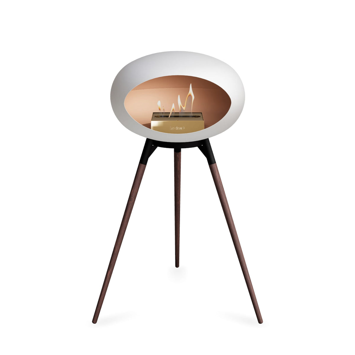 Le Feu Ground High Dome White Fireplaces Nüline Distribution black smoked oak rose gold burner