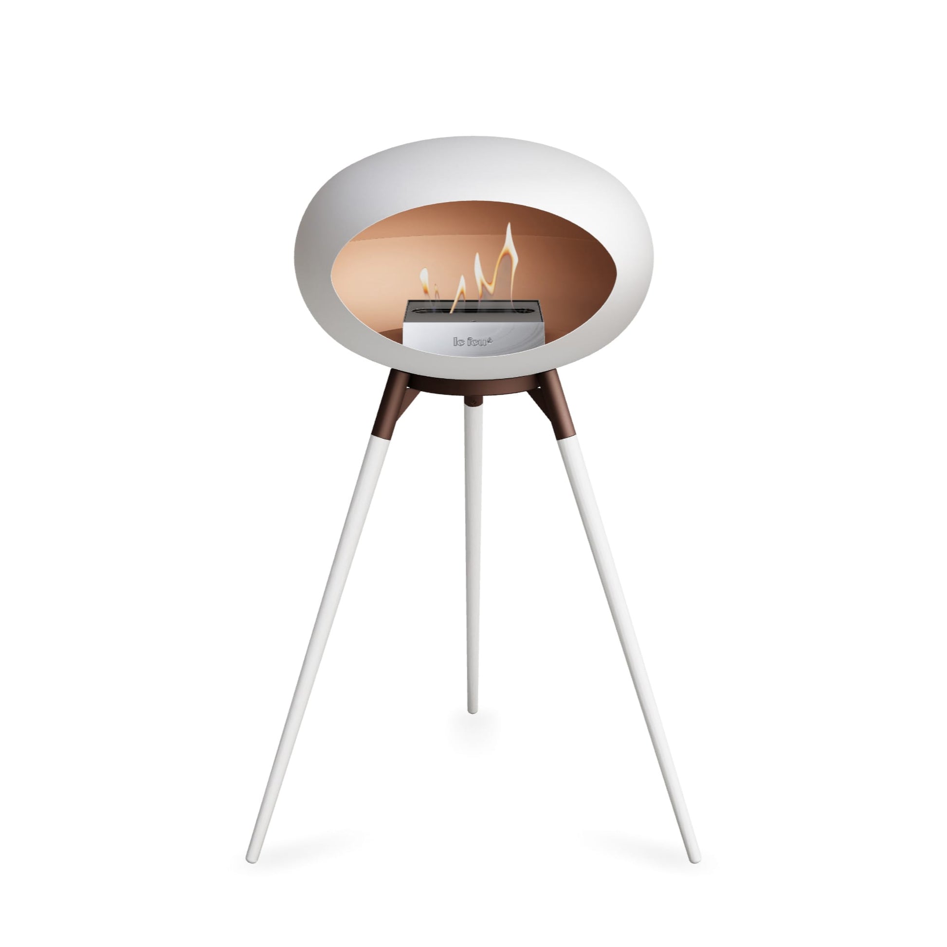 Le Feu Ground High Dome <br>White Fireplaces Nüline Distribution mocca white oak steel burner