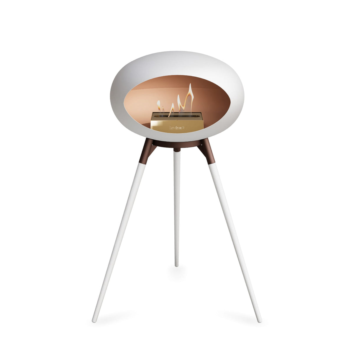 Le Feu Ground High Dome White Fireplaces Nüline Distribution mocca white oak rose gold burner