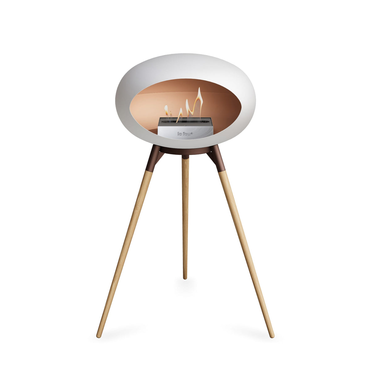 Le Feu Ground High Dome White Fireplaces Nüline Distribution mocca soaptreated oak steel burner