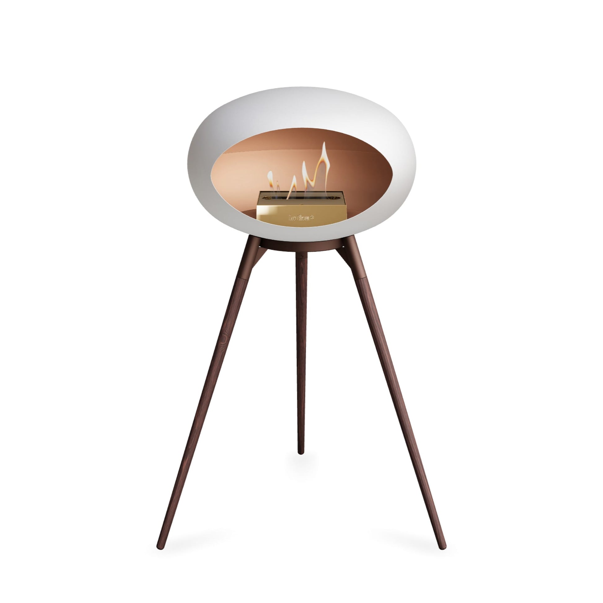 Le Feu Ground High Dome <br>White Fireplaces Nüline Distribution mocca smoked oak rose gold burner