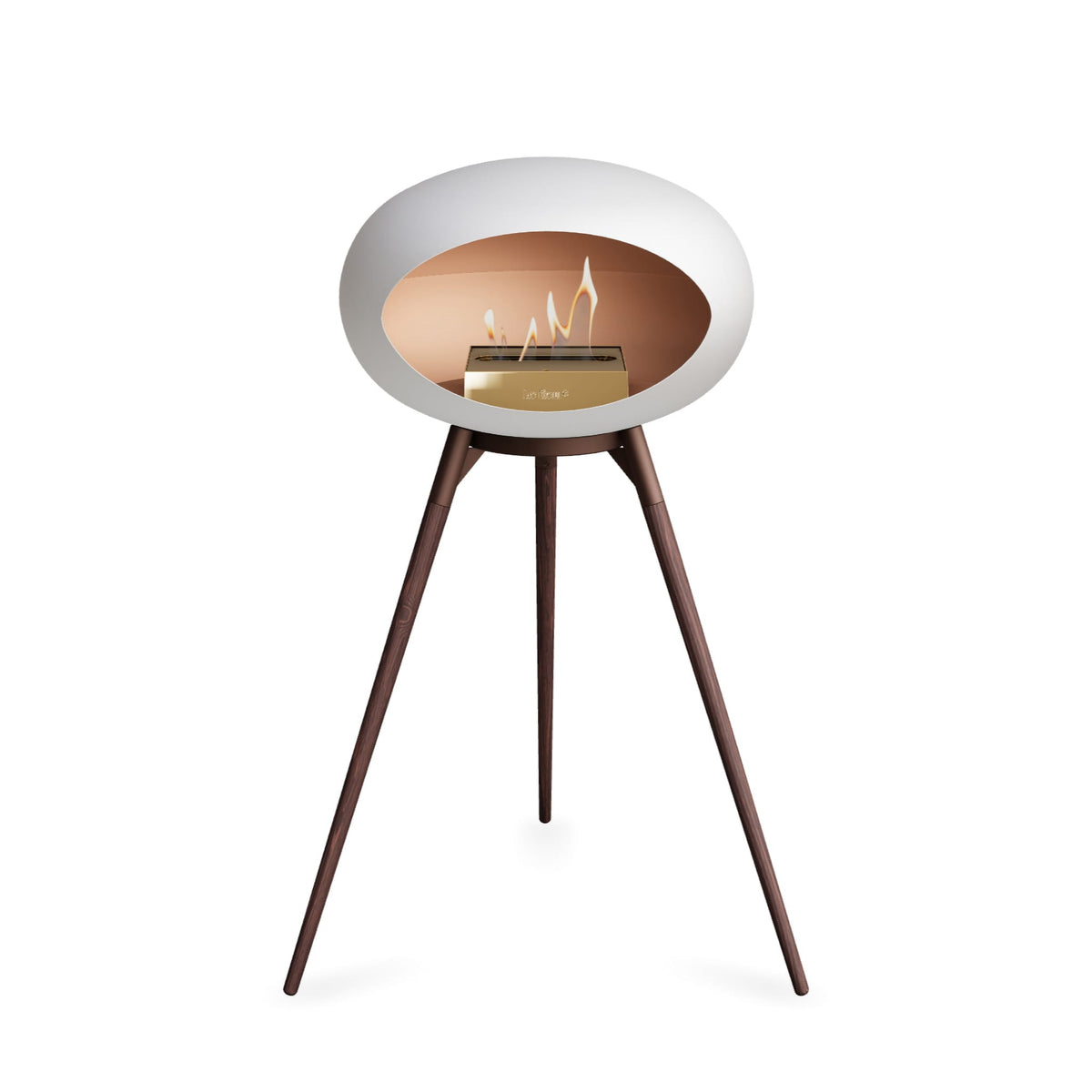 Le Feu Ground High Dome White Fireplaces Nüline Distribution mocca smoked oak rose gold burner