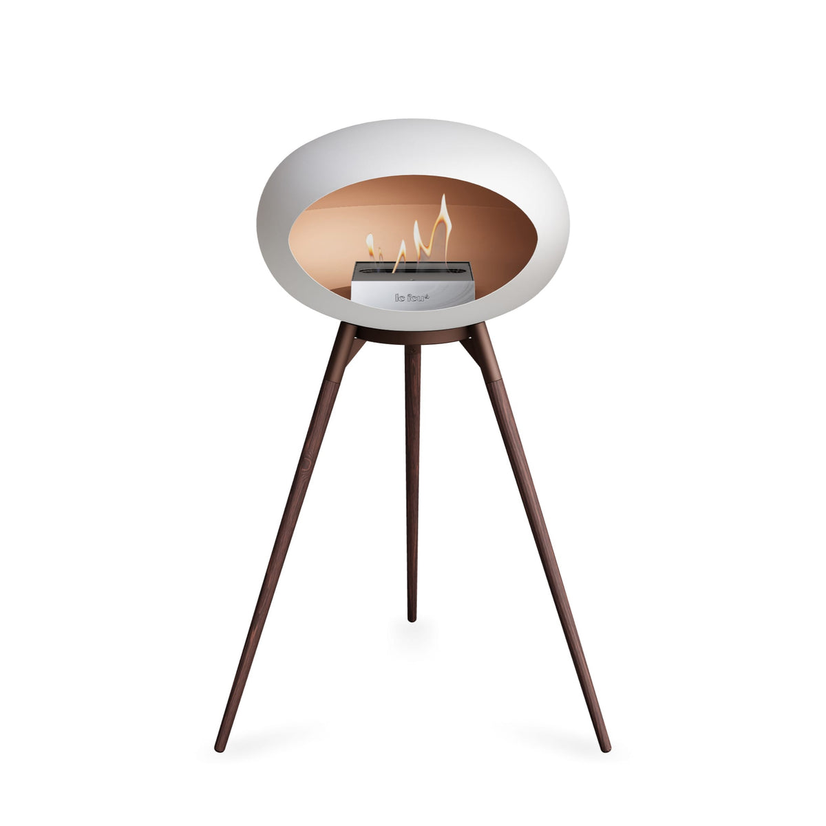 Le Feu Ground High Dome White Fireplaces Nüline Distribution mocca smoked oak steel burner