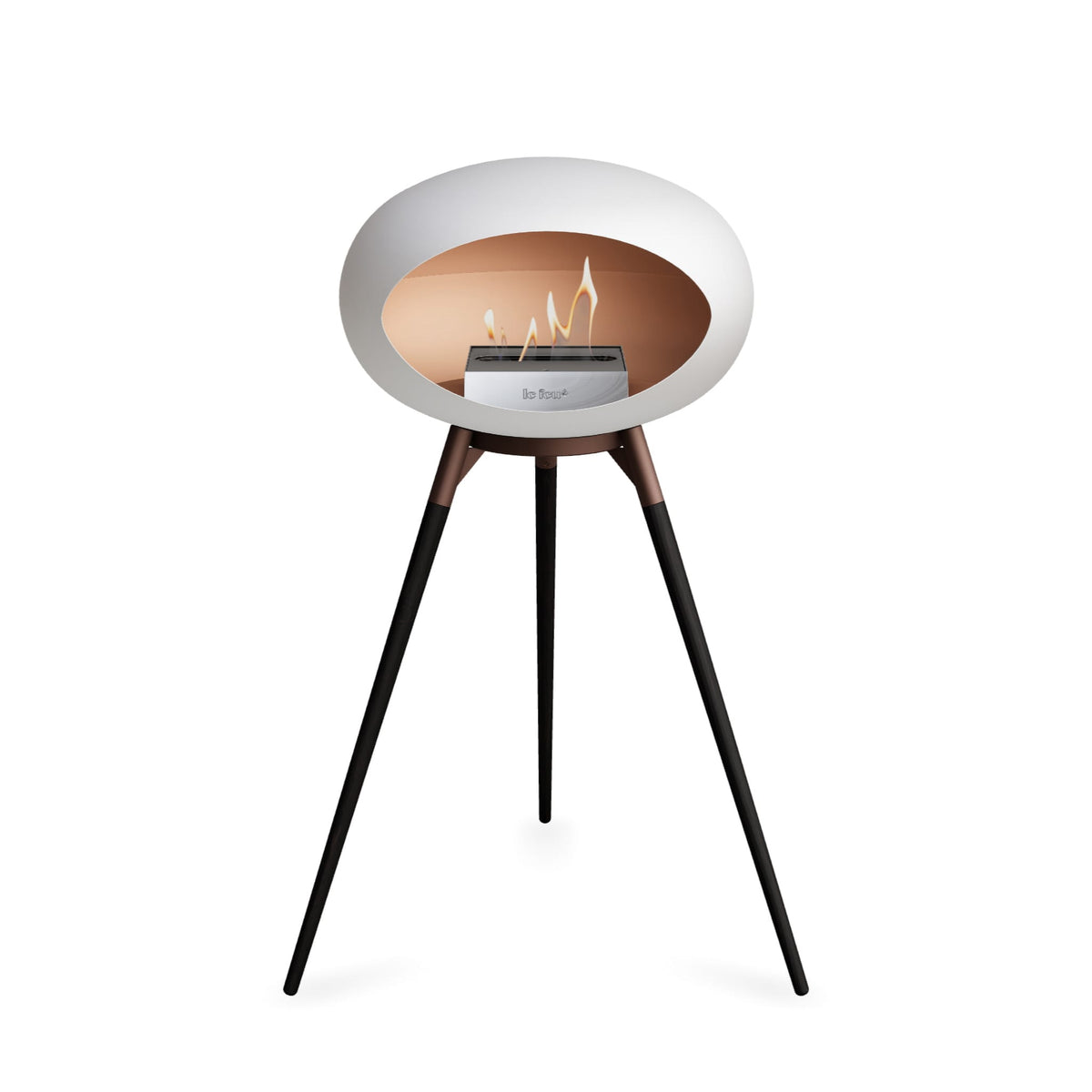 Le Feu Ground High Dome White Fireplaces Nüline Distribution mocca black oak steel burner