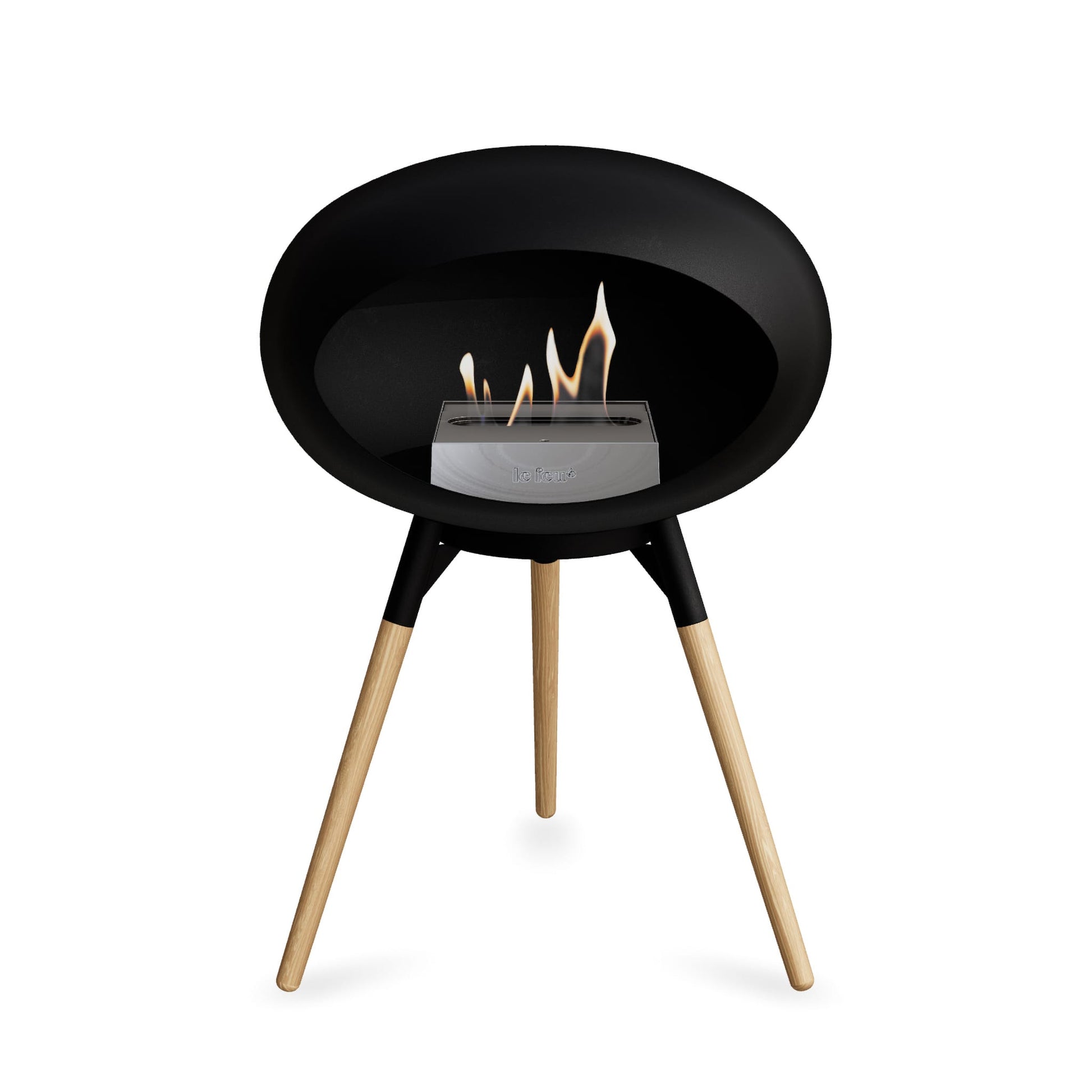 Le Feu Ground Low Dome <br>Black Fireplaces Nüline Distribution black soaptreated oak steel burner