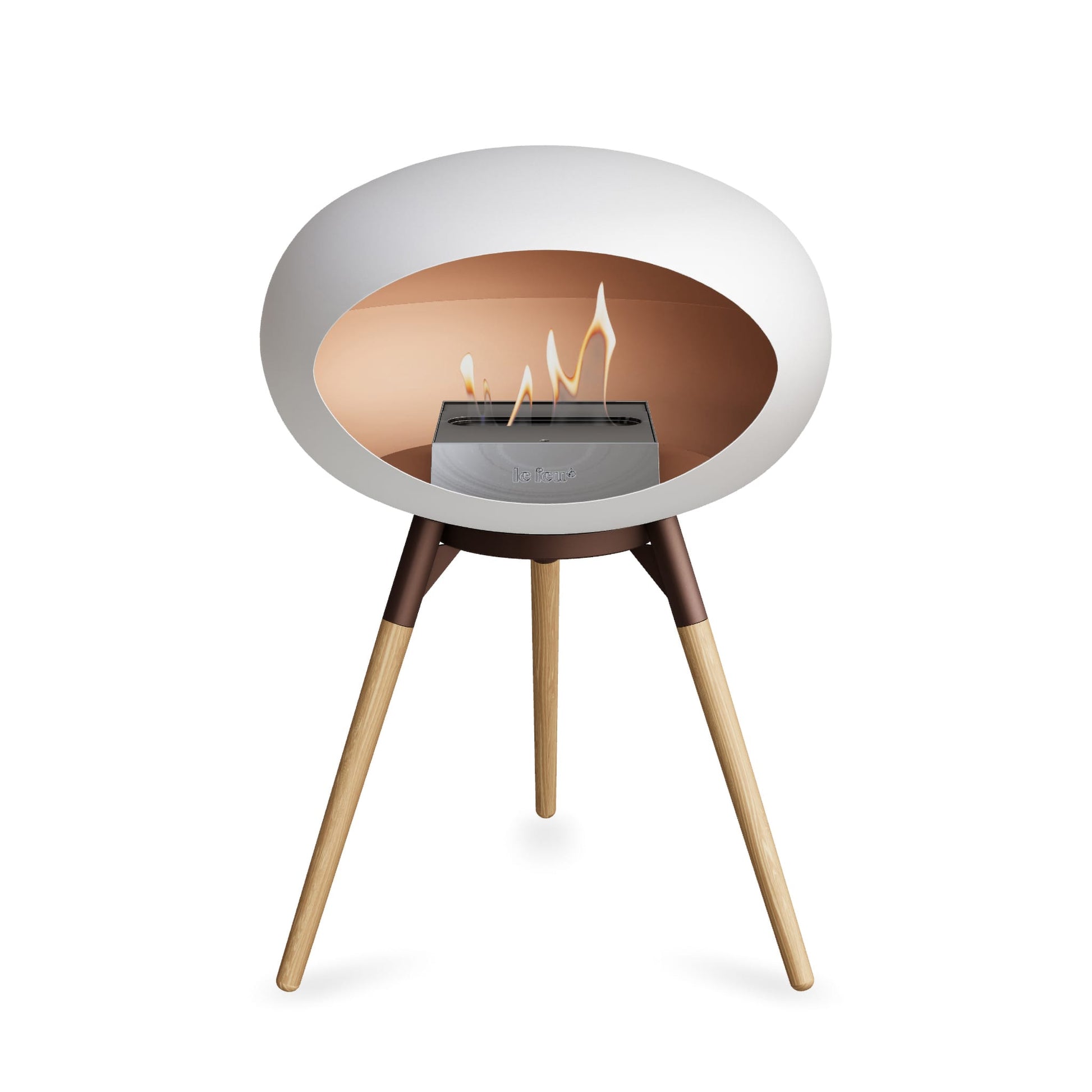 Le Feu Ground Low Dome <br>White Fireplaces Nüline Distribution mocca soaptreated oak steel burner