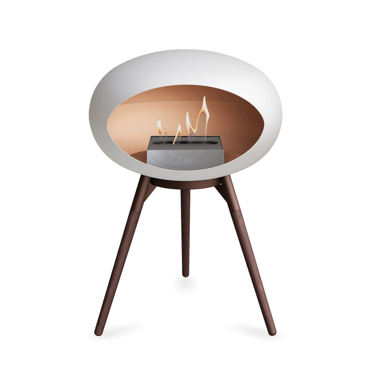 Le Feu Ground Low Dome White Fireplaces Nüline Distribution mocca smoked oak steel burner