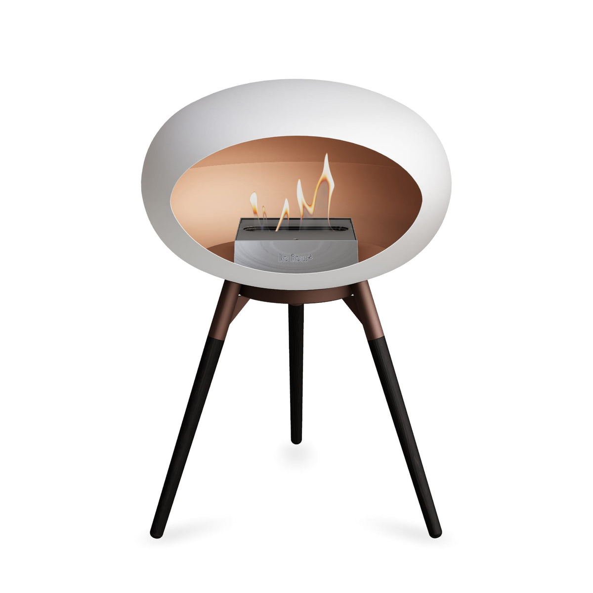 Le Feu Ground Low Dome White Fireplaces Nüline Distribution mocca black oak steel burner