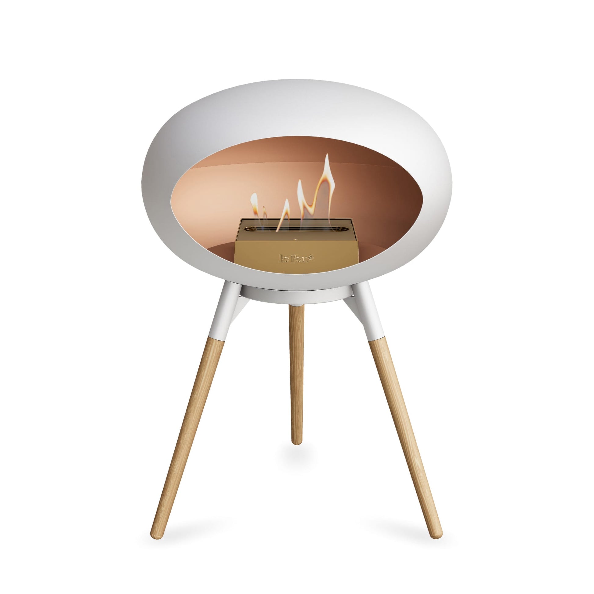 Le Feu Ground Low Dome <br>White Fireplaces Nüline Distribution white soaptreated oak rose gold burner