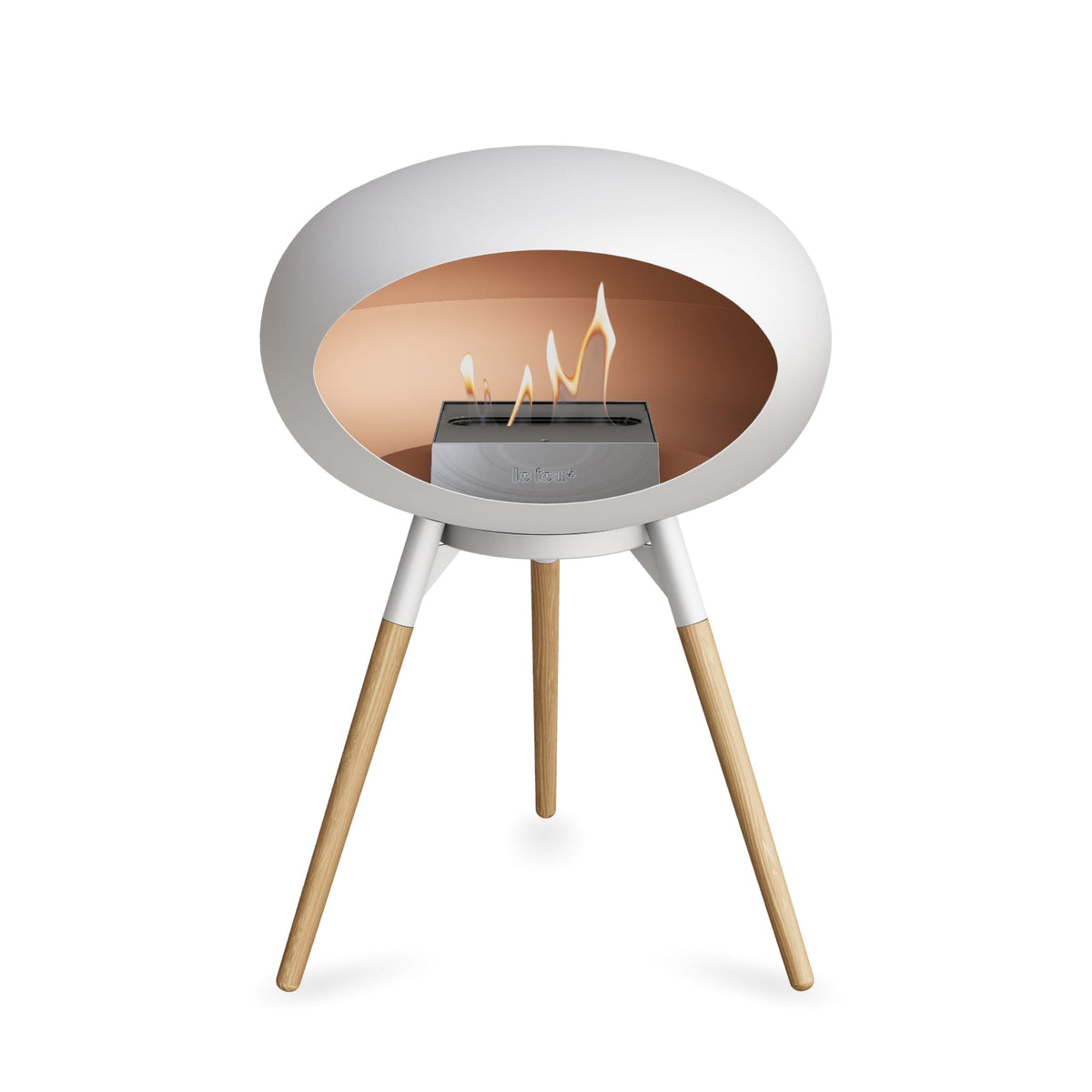 Le Feu Ground Low Dome White Fireplaces Nüline Distribution white soaptreated oak steel burner