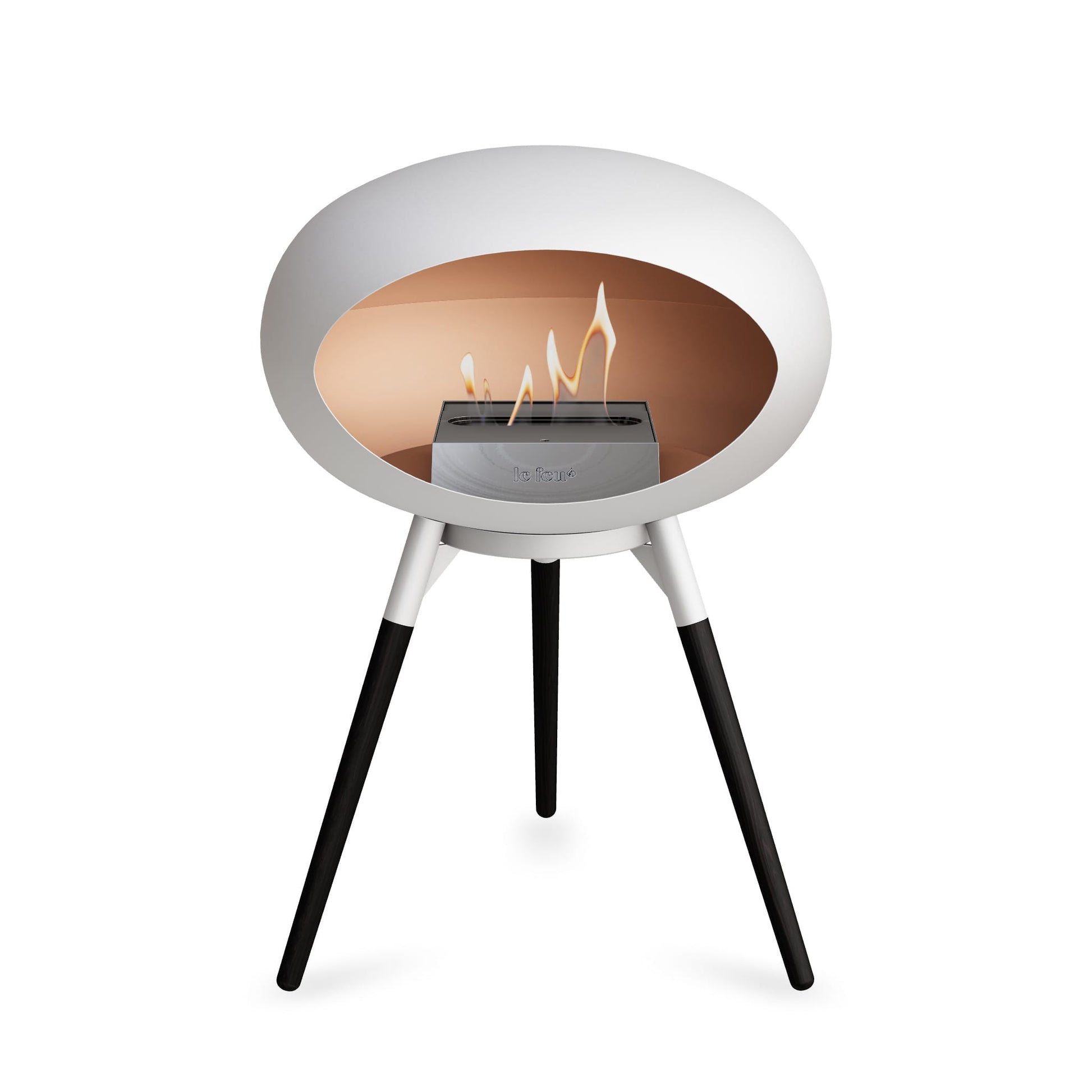 Le Feu Ground Low Dome <br>White Fireplaces Nüline Distribution white black oak steel burner