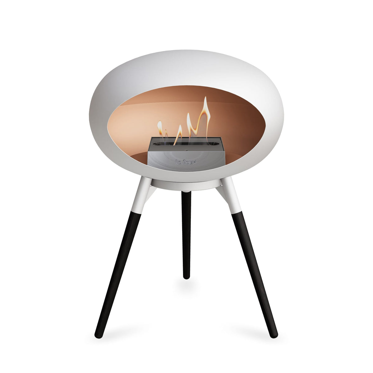 Le Feu Ground Low Dome White Fireplaces Nüline Distribution white black oak steel burner