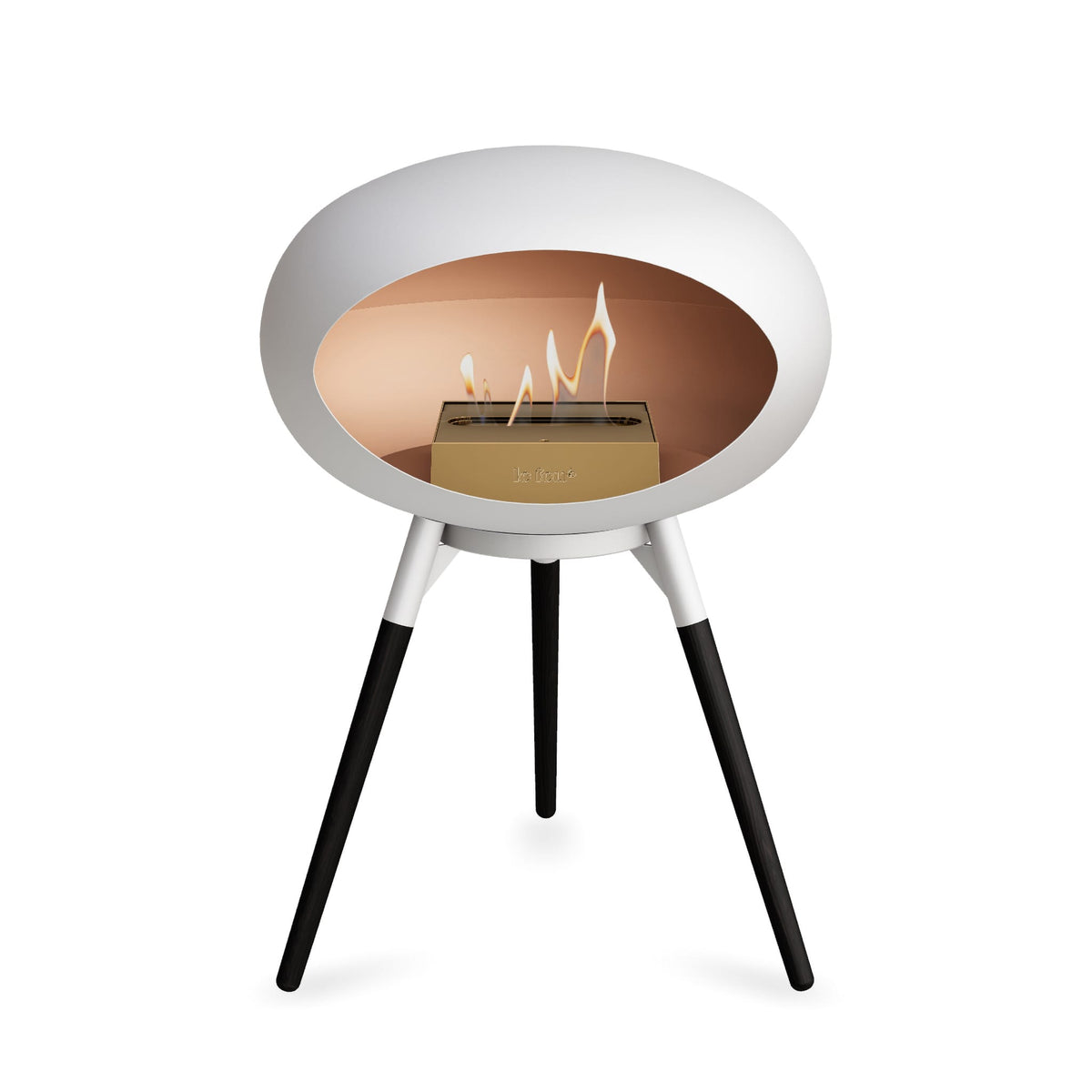 Le Feu Ground Low Dome White Fireplaces Nüline Distribution white black oak rose gold burner