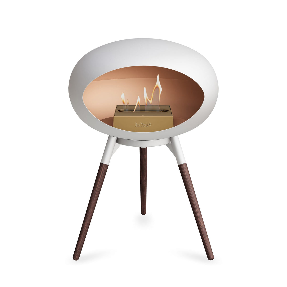 Le Feu Ground Low Dome White Fireplaces Nüline Distribution white smoked oak rose gold burner