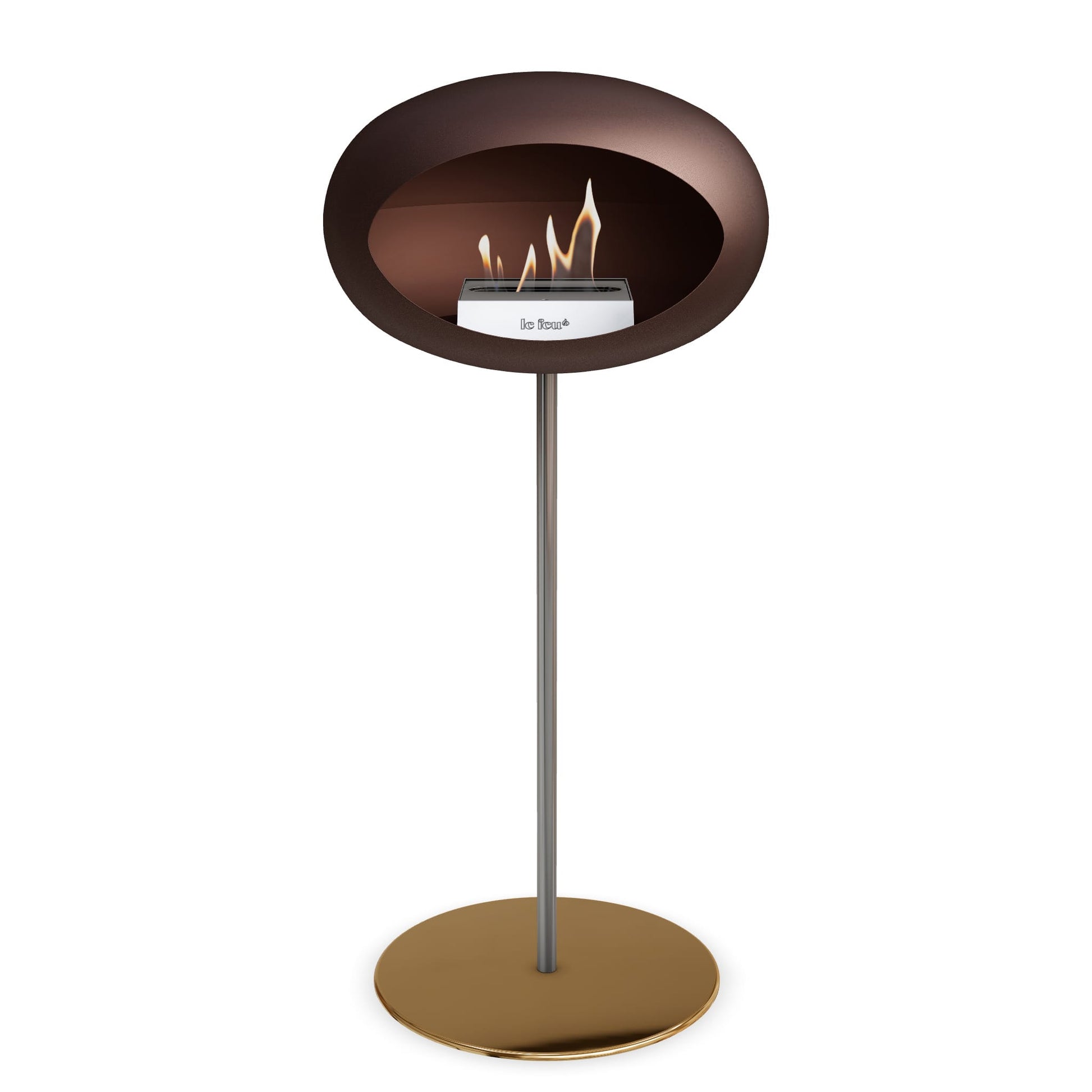 Le Feu Steel High Dome <br>Mocca Fireplaces Nüline Distribution ø2.5 cm polished steel rose gold steel burner