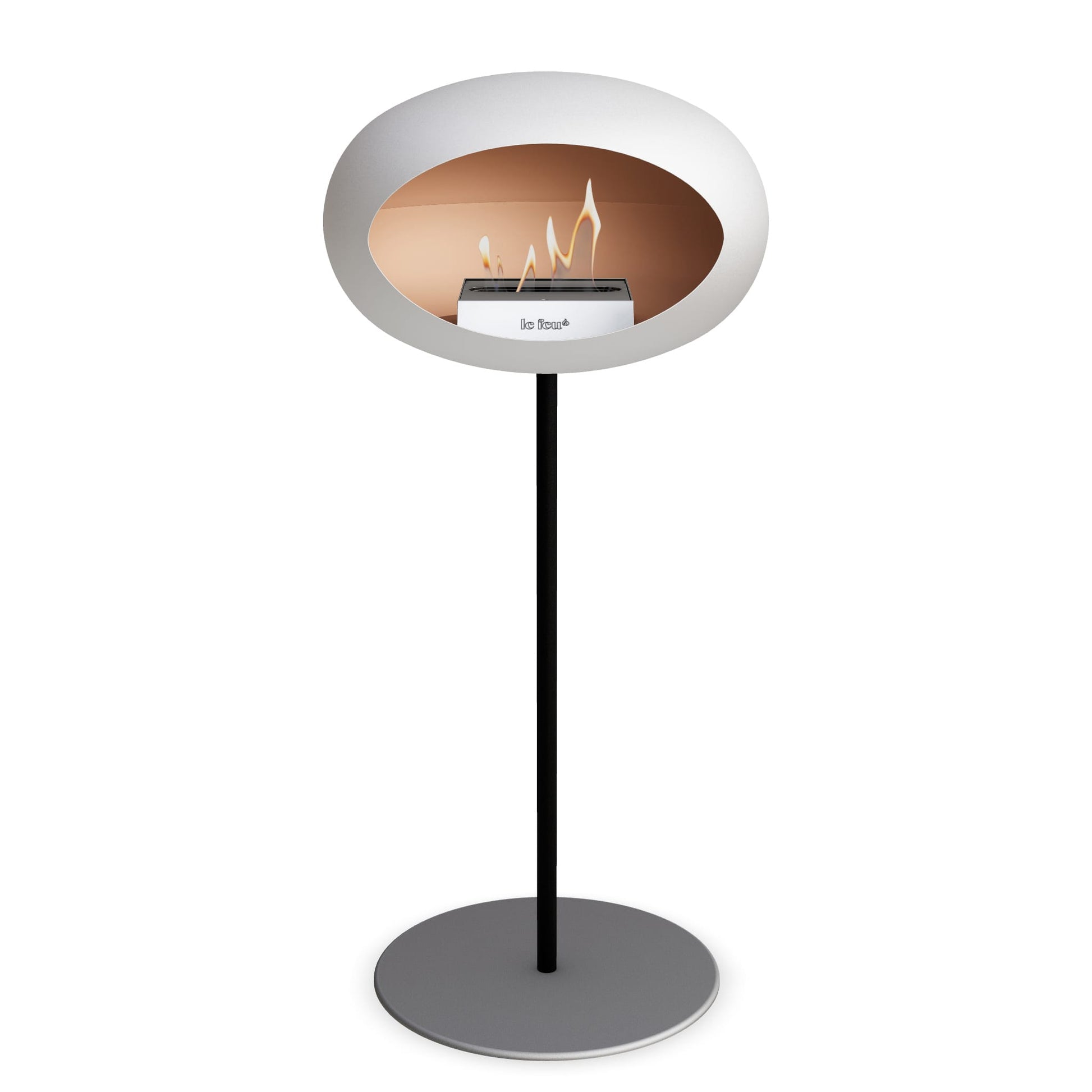 Le Feu Steel High Dome <br>White Fireplaces Nüline Distribution ø2.5 cm black nickel steel burner