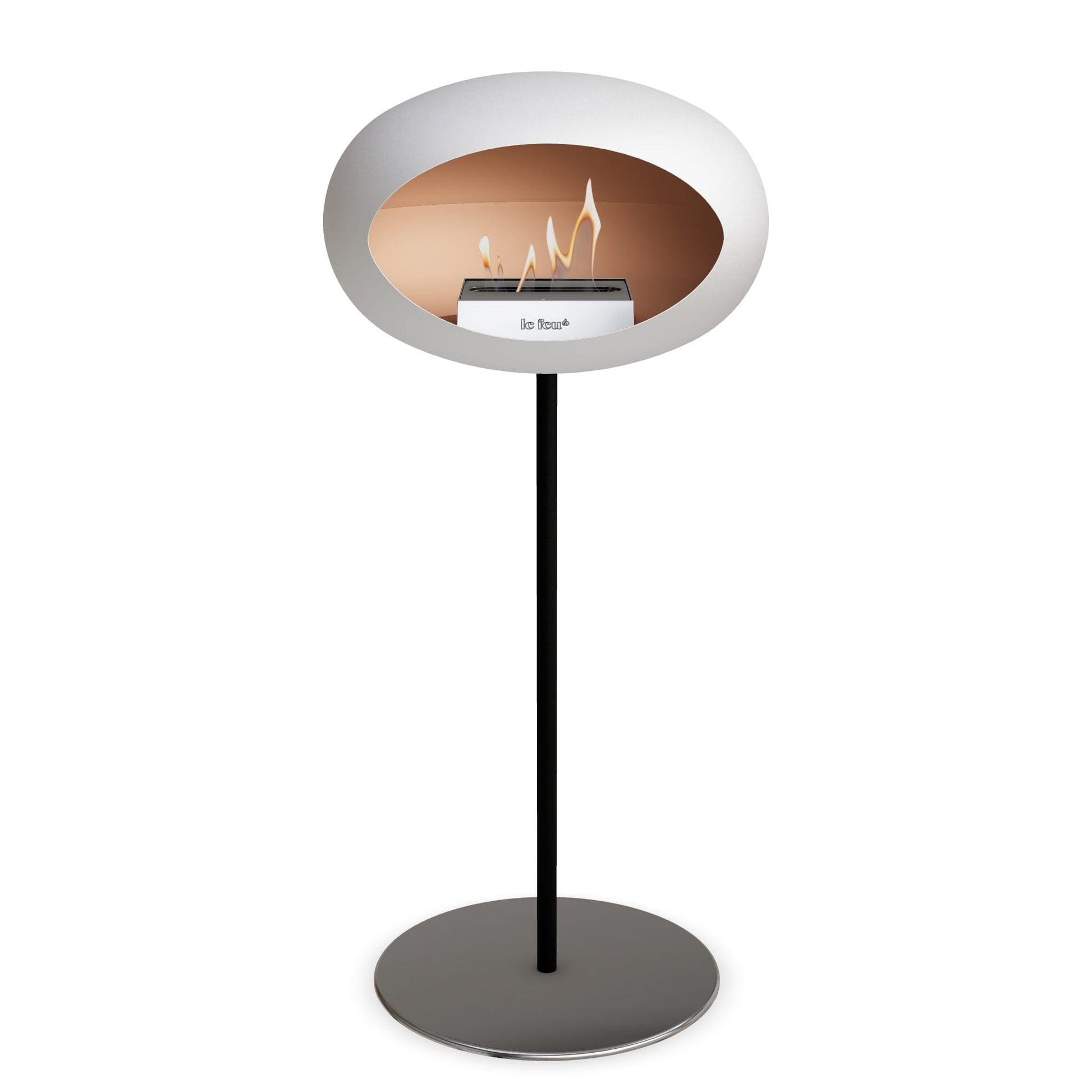 Le Feu Steel High Dome <br>White Fireplaces Nüline Distribution ø2.5 cm black polished steel steel burner