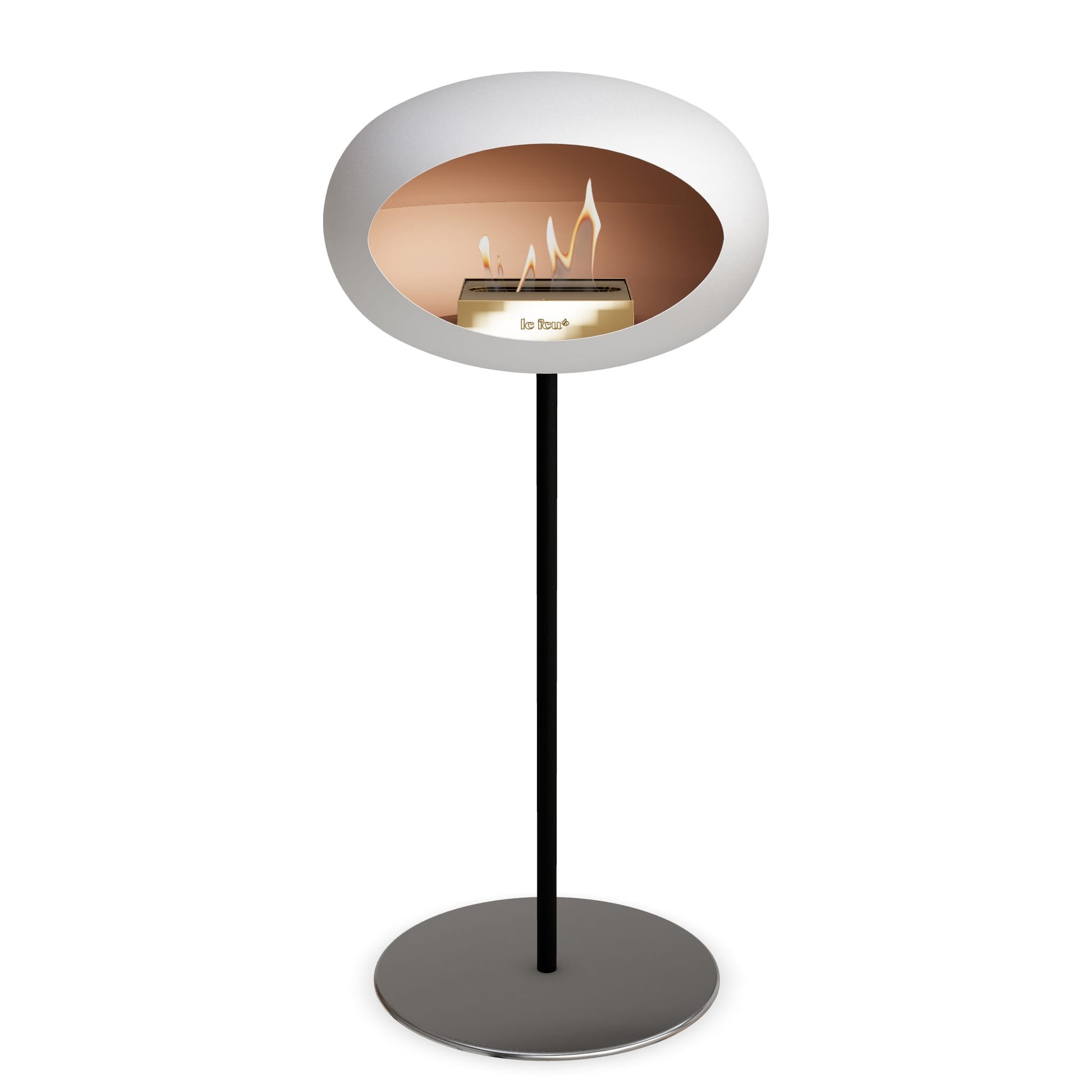 Le Feu Steel High Dome <br>White Fireplaces Nüline Distribution ø2.5 cm black polished steel rose gold burner