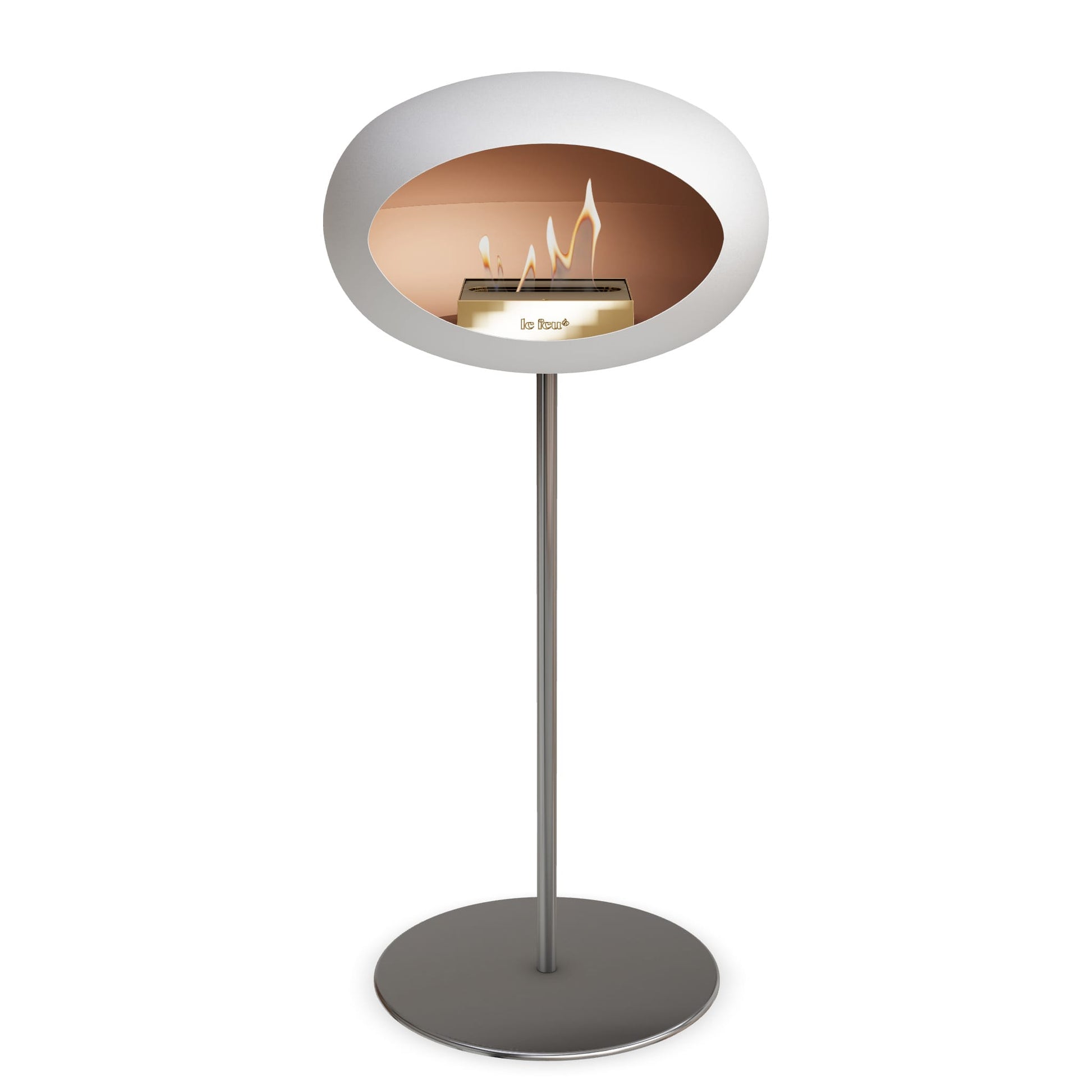 Le Feu Steel High Dome <br>White Fireplaces Nüline Distribution ø2.5 cm polished steel polished steel rose gold burner