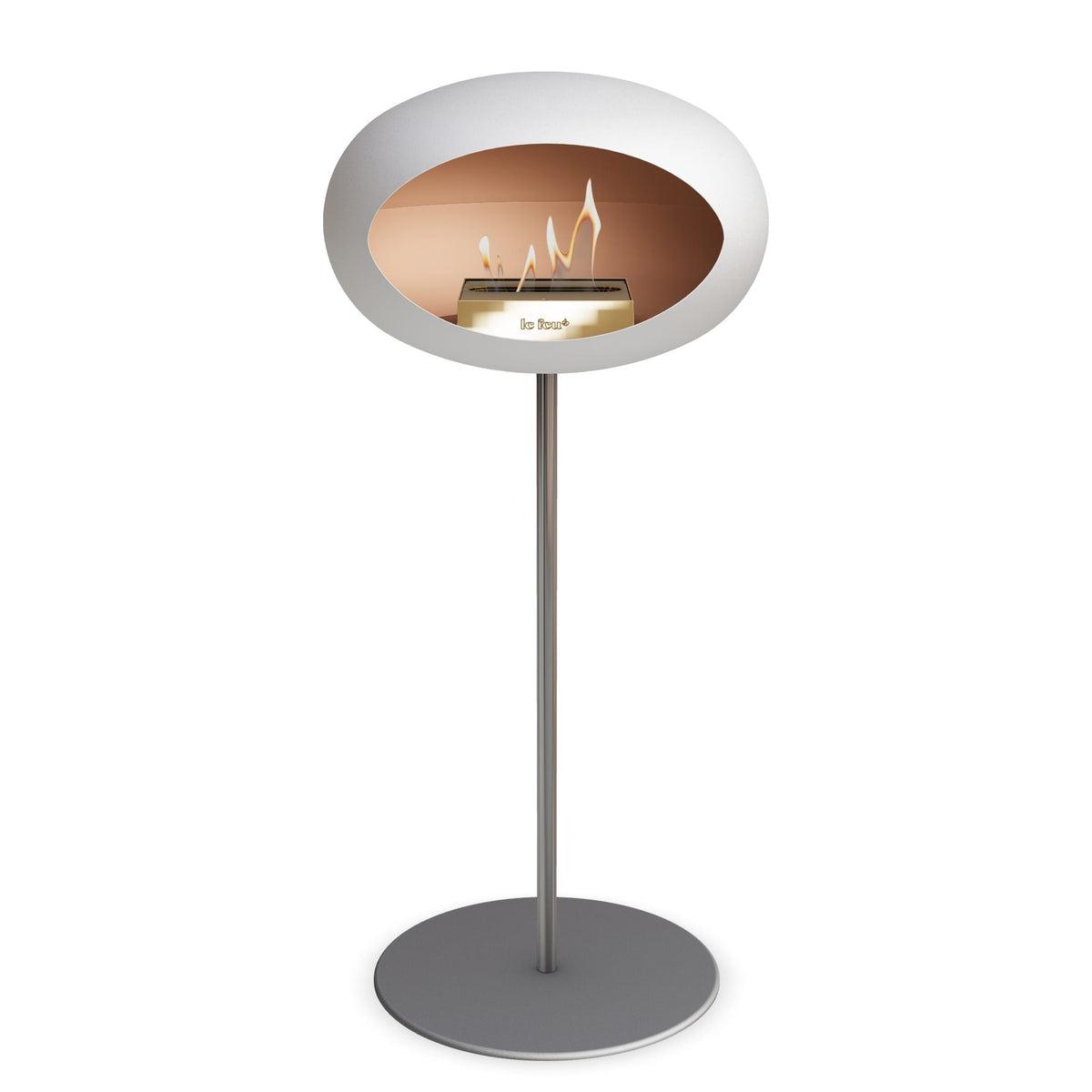 Le Feu Steel High Dome White Fireplaces Nüline Distribution ø2.5 cm polished steel nickel rose gold burner