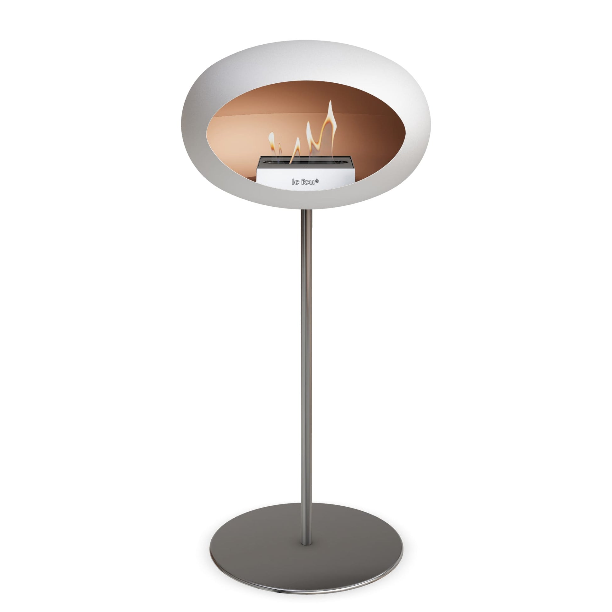Le Feu Steel High Dome <br>White Fireplaces Nüline Distribution ø2.5 cm polished steel polished steel steel burner