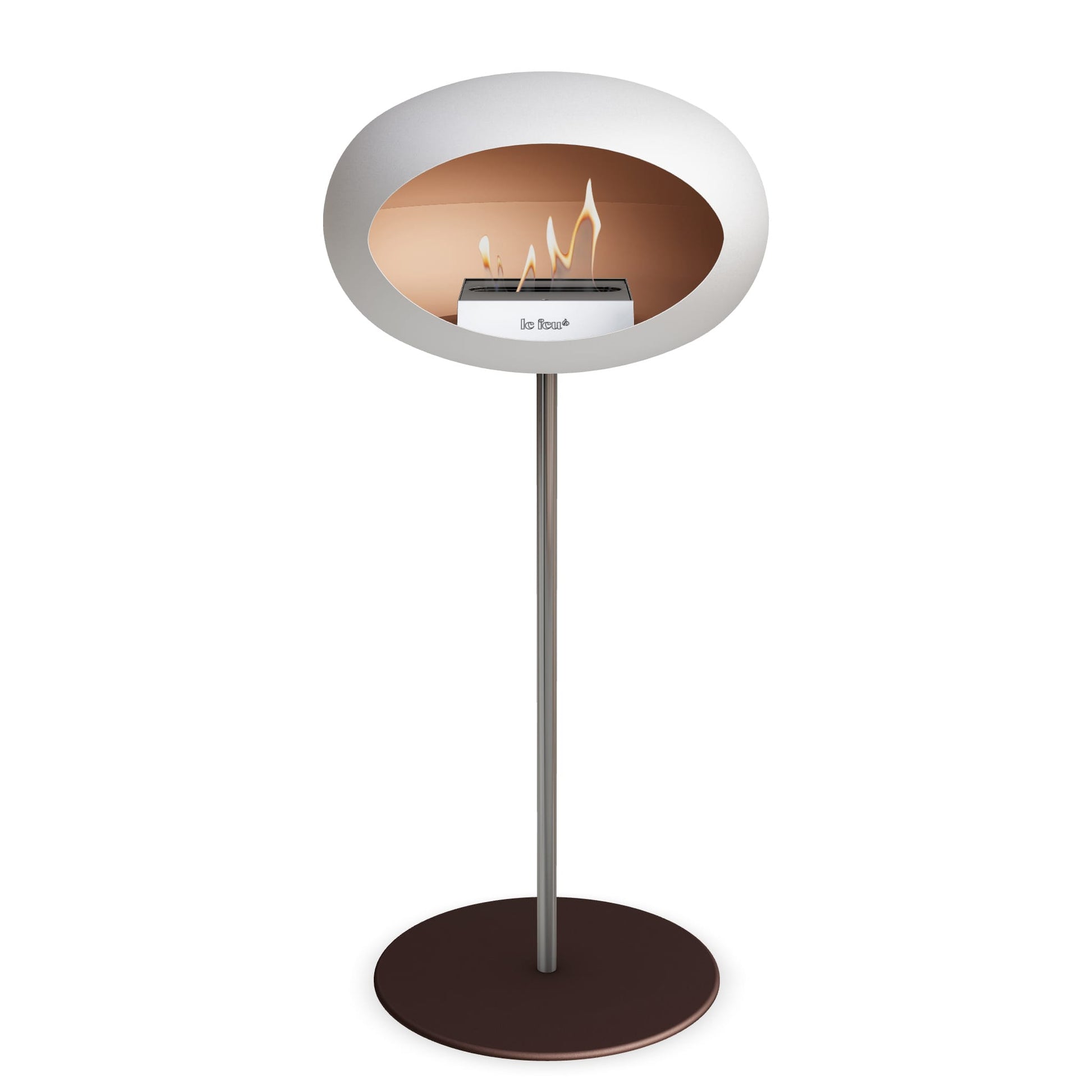 Le Feu Steel High Dome <br>White Fireplaces Nüline Distribution ø2.5 cm polished steel mocca steel burner