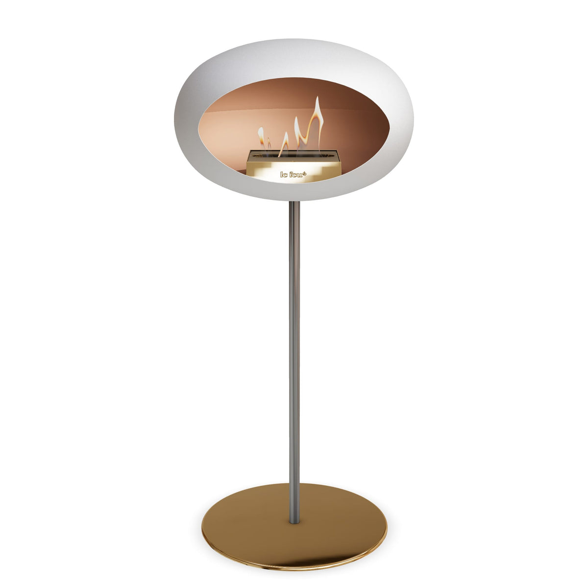 Le Feu Steel High Dome White Fireplaces Nüline Distribution ø2.5 cm polished steel rose gold rose gold burner