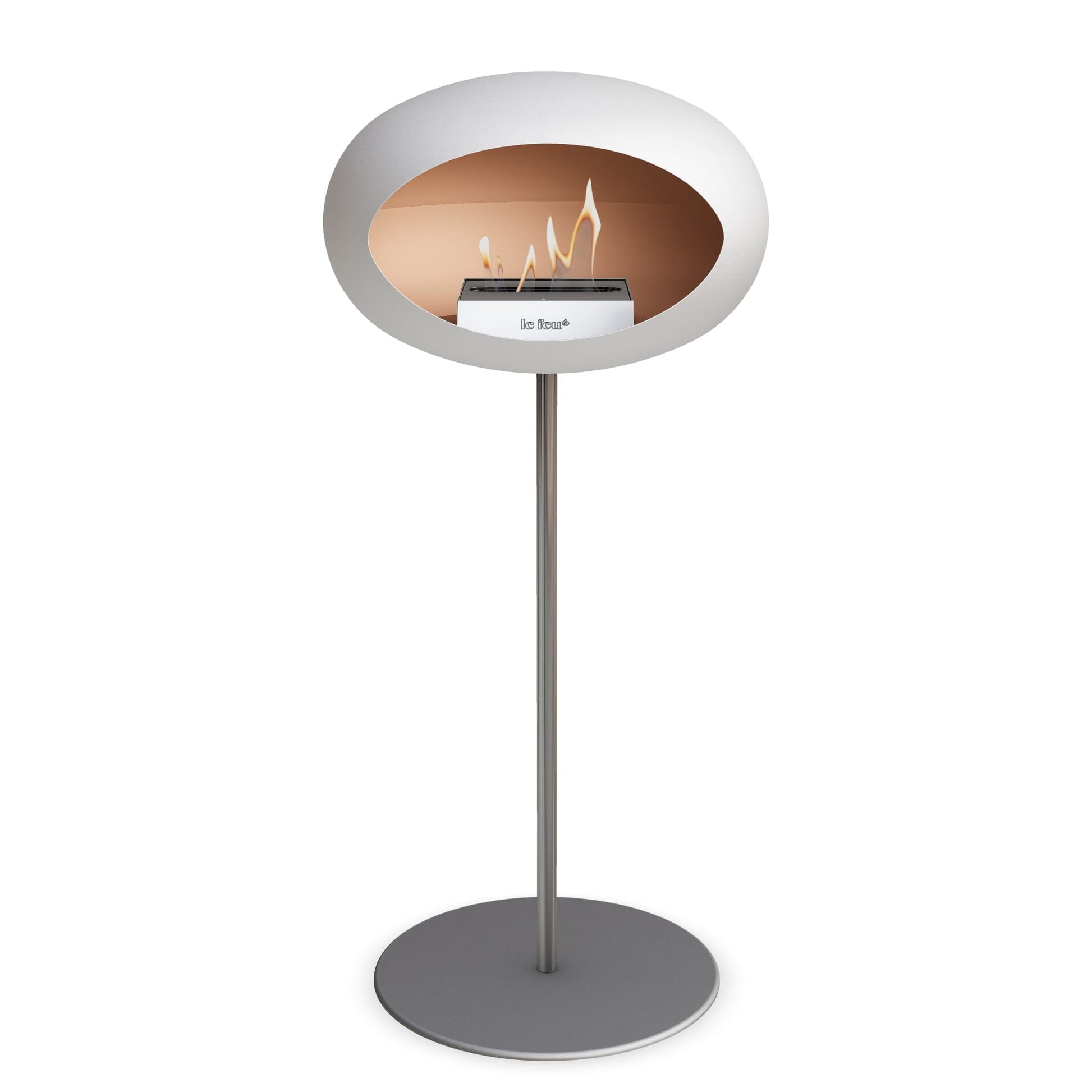 Le Feu Steel High Dome <br>White Fireplaces Nüline Distribution ø2.5 cm polished steel nickel steel burner