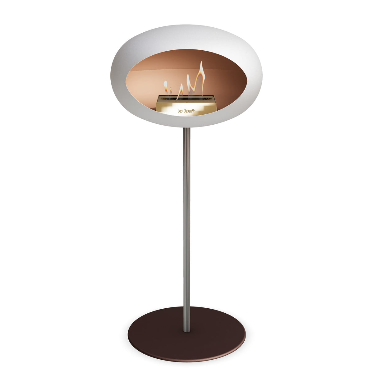Le Feu Steel High Dome White Fireplaces Nüline Distribution ø2.5 cm polished steel mocca rose gold burner
