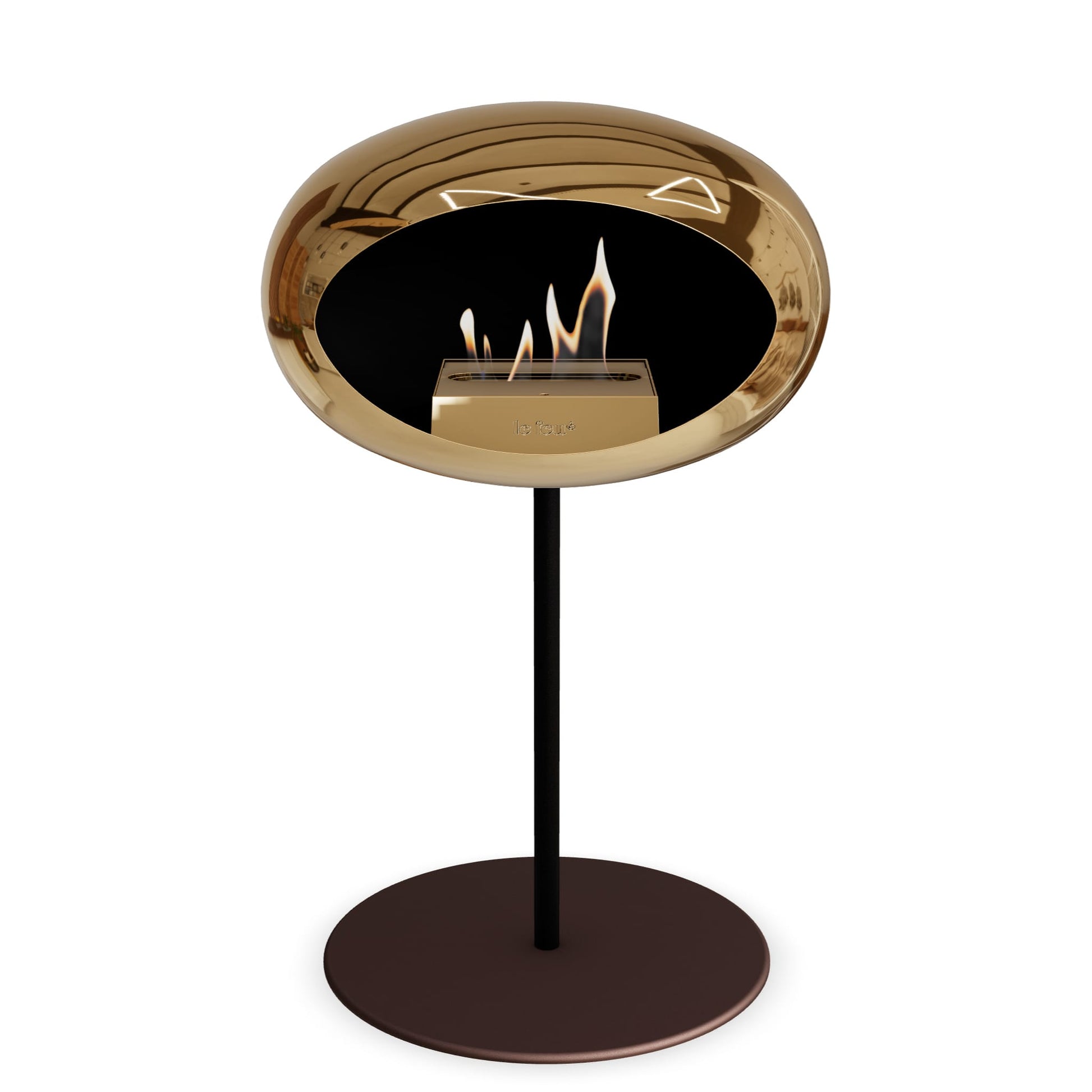 Le Feu Steel Low Dome <br>Chromed Rose Gold Fireplaces Nüline Distribution ø2.5 cm black mocca rose gold burner