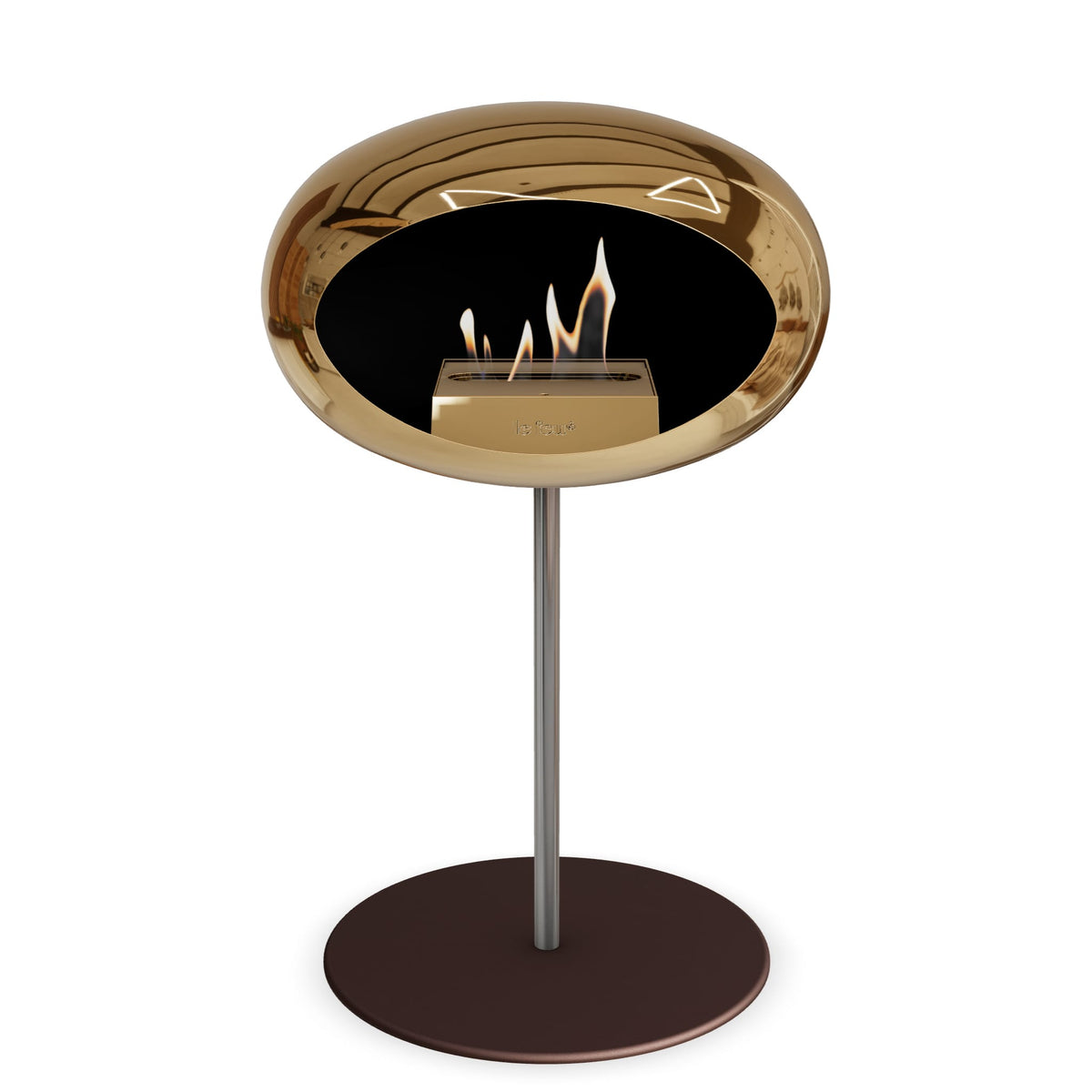 Le Feu Steel Low Dome Chromed Rose Gold Fireplaces Nüline Distribution ø2.5 cm polished steel mocca rose gold burner