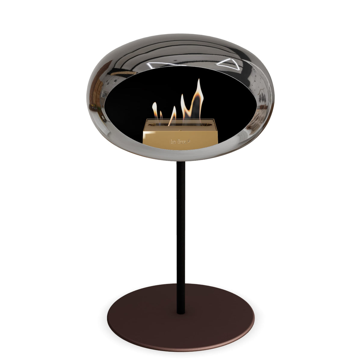 Le Feu Steel Low Dome Chromed Silver Fireplaces Nüline Distribution ø2.5 cm black mocca steel burner