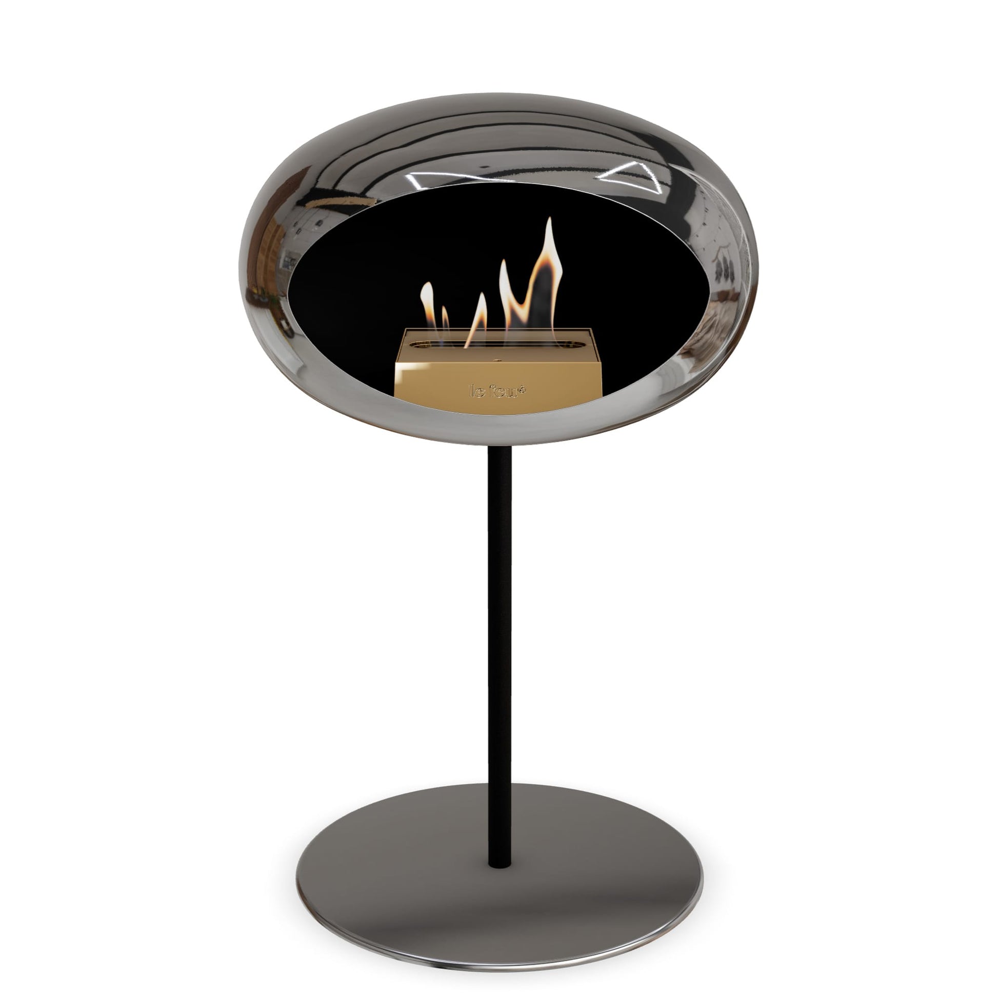 Le Feu Steel Low Dome <br>Chromed Silver Fireplaces Nüline Distribution ø2.5 cm black polished steel steel burner