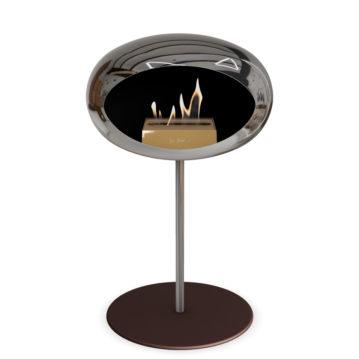Le Feu Steel Low Dome Chromed Silver Fireplaces Nüline Distribution ø2.5 cm polished steel mocca steel burner