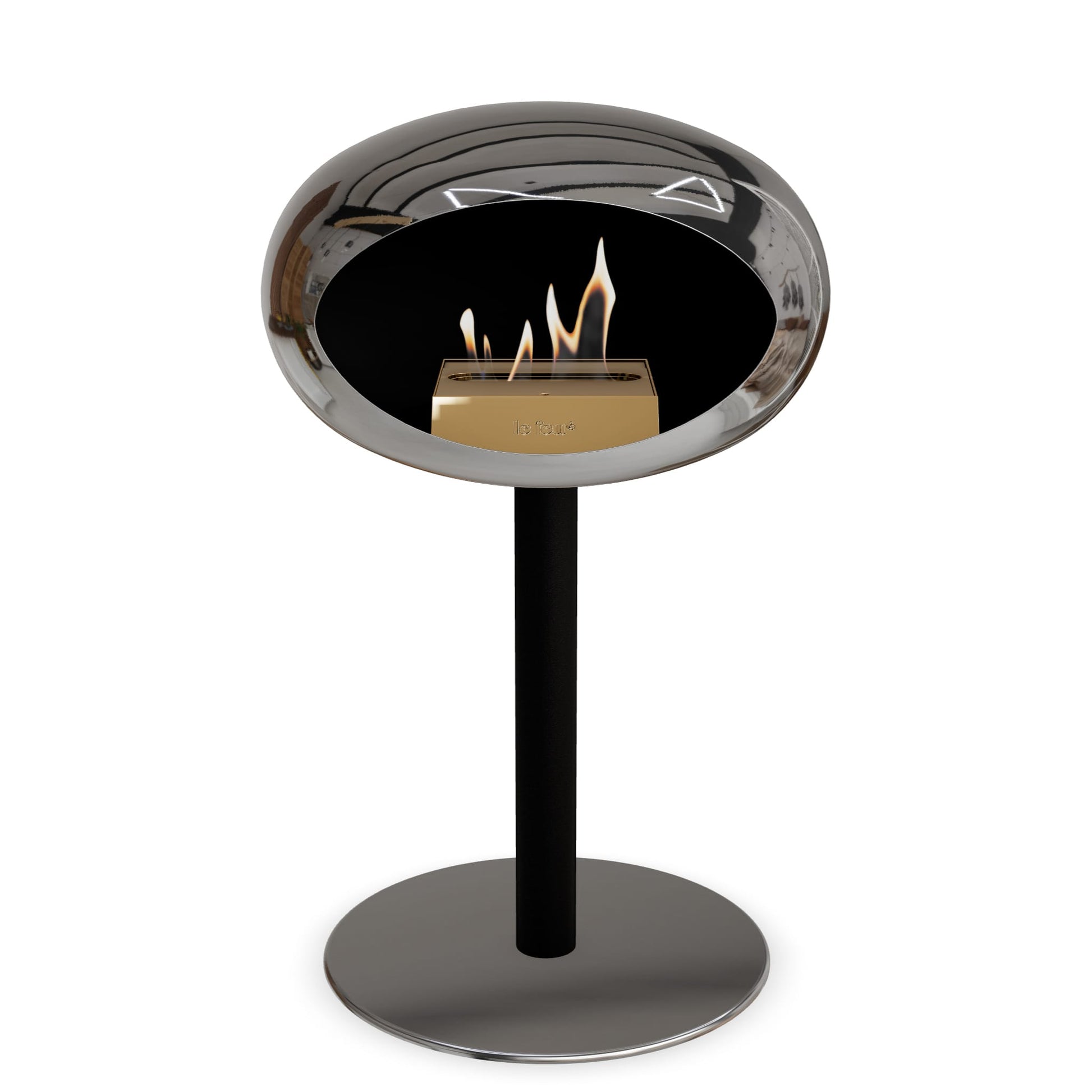 Le Feu Steel Low Dome <br>Chromed Silver Fireplaces Nüline Distribution ø6 cm black polished steel steel burner