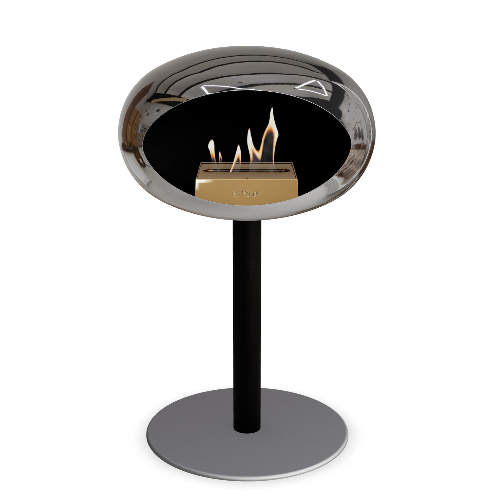 Le Feu Steel Low Dome <br>Chromed Silver Fireplaces Nüline Distribution ø6 cm black nickel steel burner
