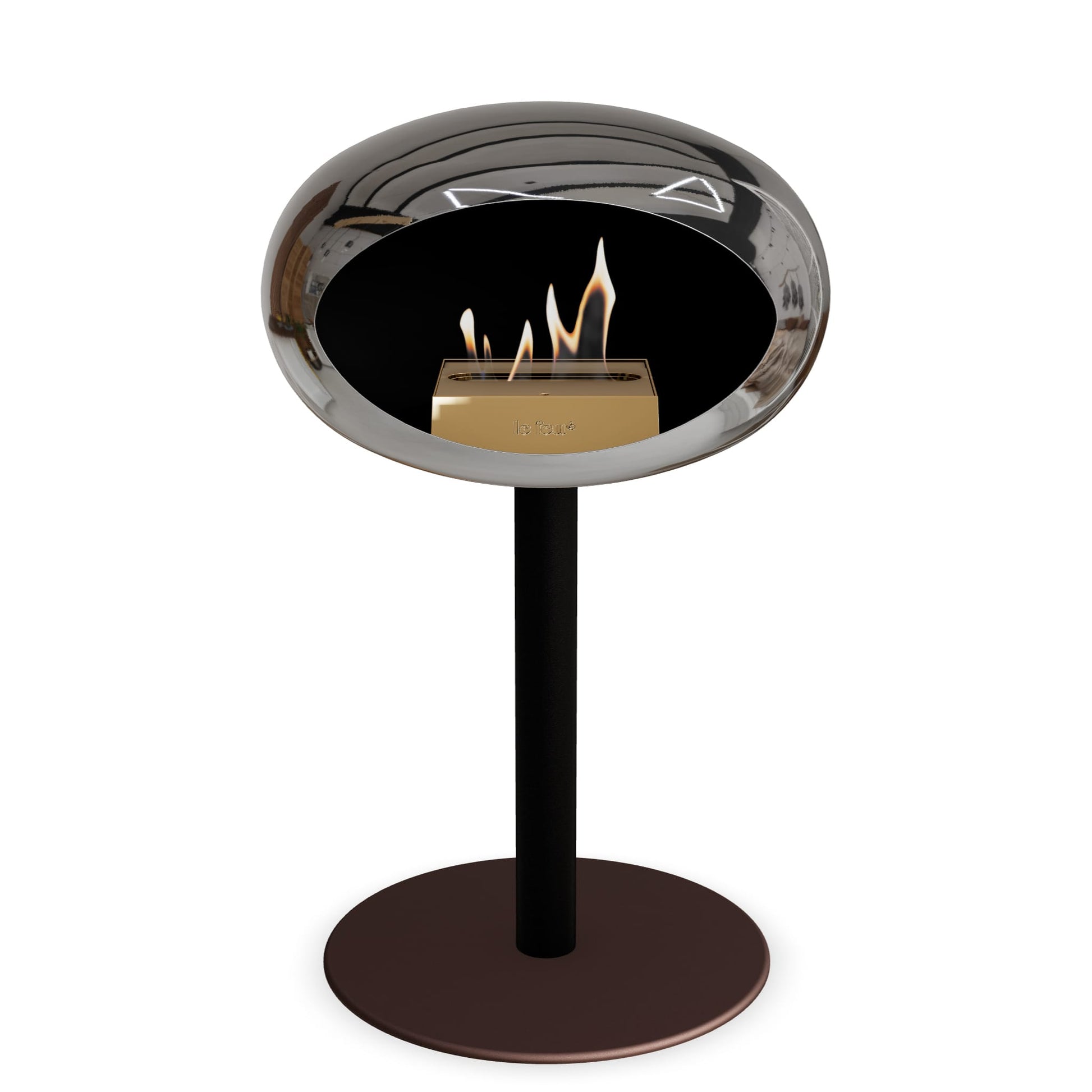 Le Feu Steel Low Dome <br>Chromed Silver Fireplaces Nüline Distribution ø6 cm black mocca steel burner