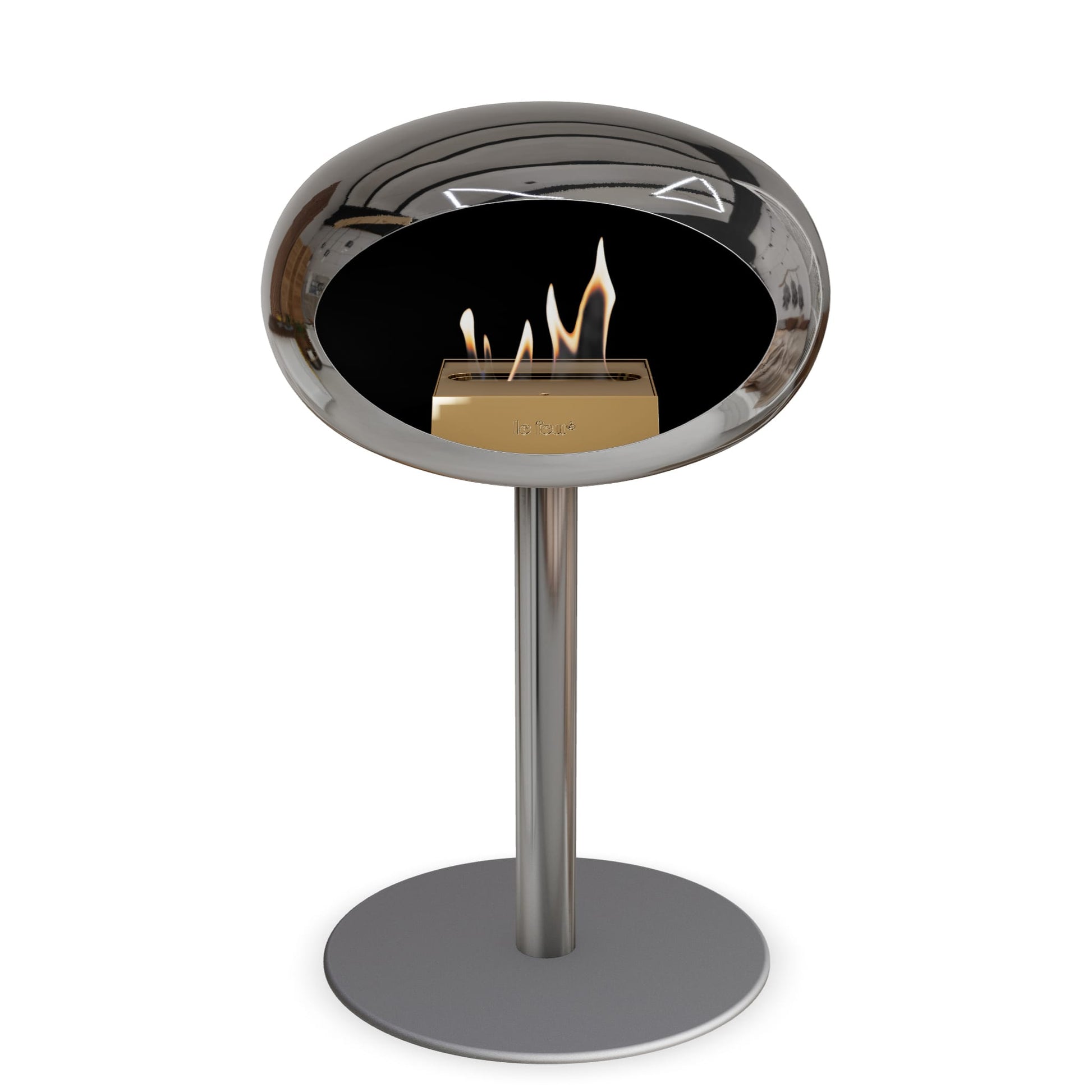 Le Feu Steel Low Dome <br>Chromed Silver Fireplaces Nüline Distribution ø6 cm polished steel nickel steel burner