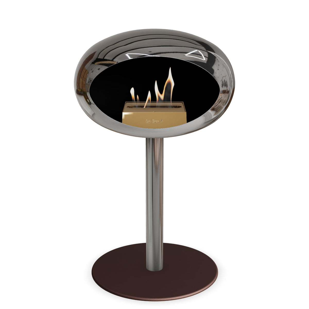 Le Feu Steel Low Dome Chromed Silver Fireplaces Nüline Distribution ø6 cm polished steel mocca steel burner