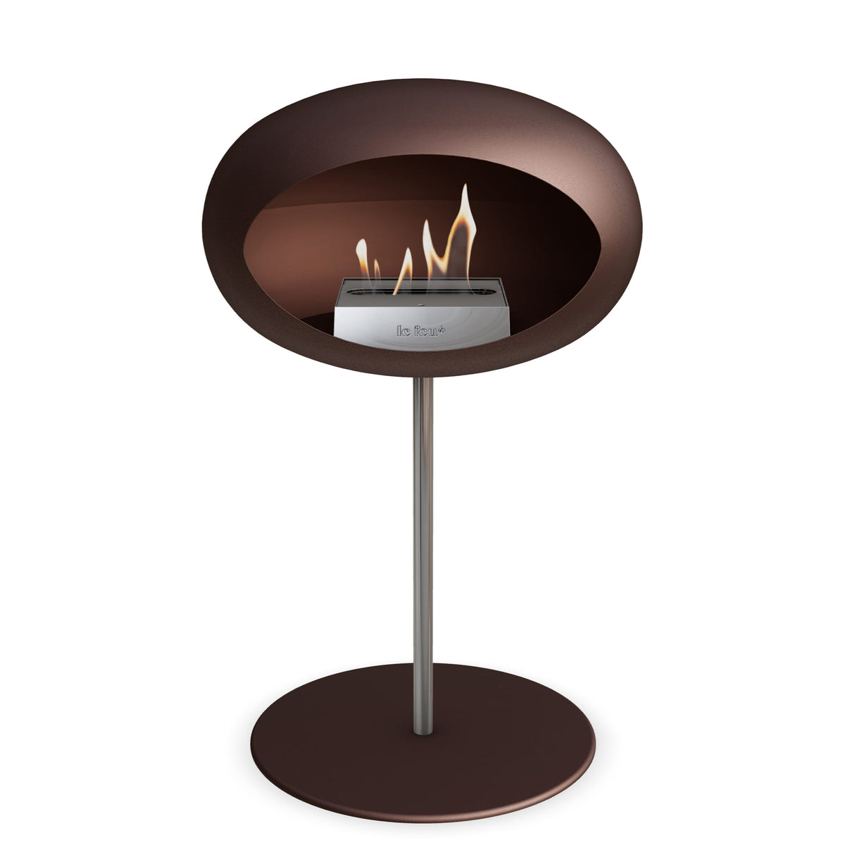 Le Feu Steel Low Dome Mocca Fireplaces Nüline Distribution ø2.5 cm polished steel mocca steel burner