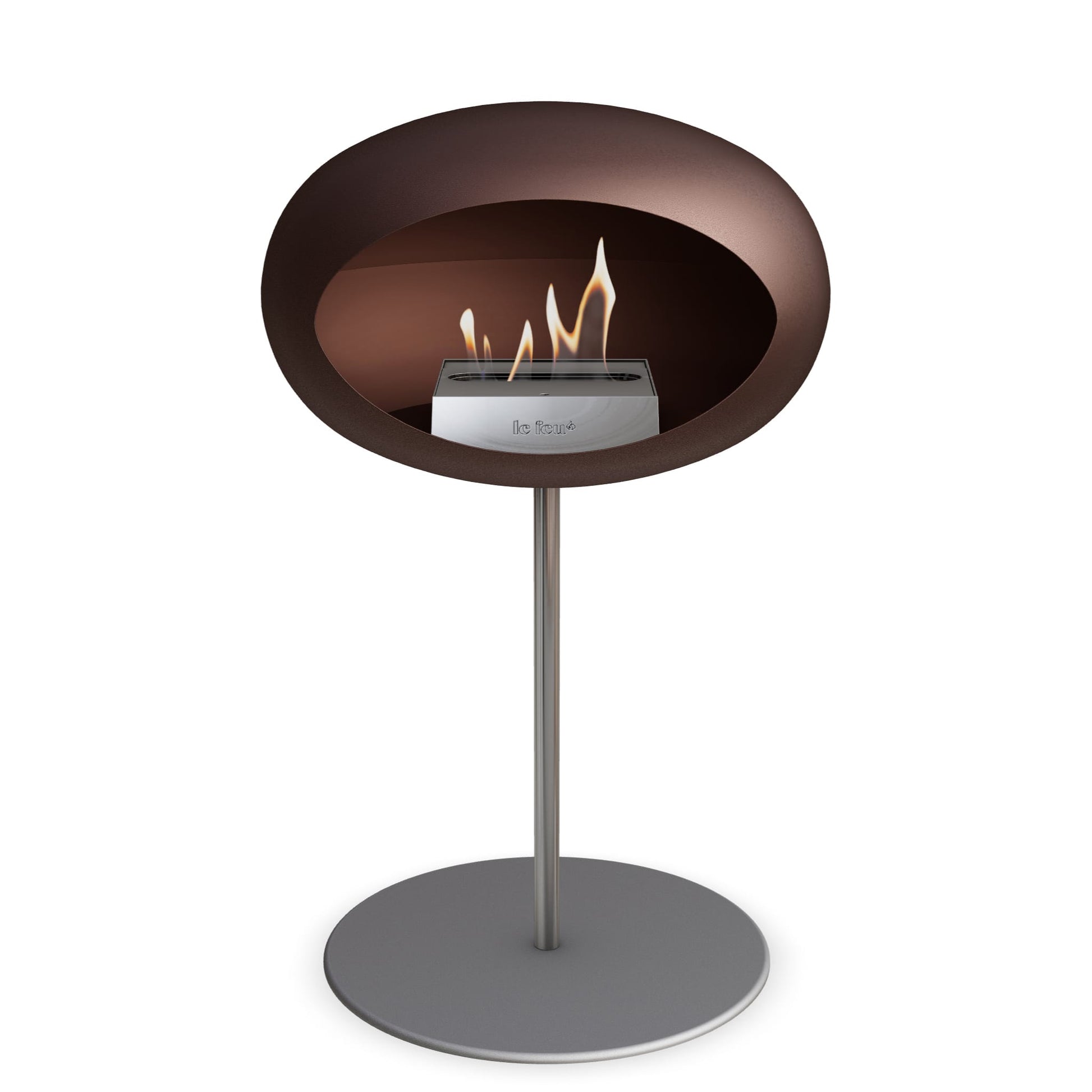 Le Feu Steel Low Dome <br>Mocca Fireplaces Nüline Distribution ø2.5 cm polished steel nickel steel burner