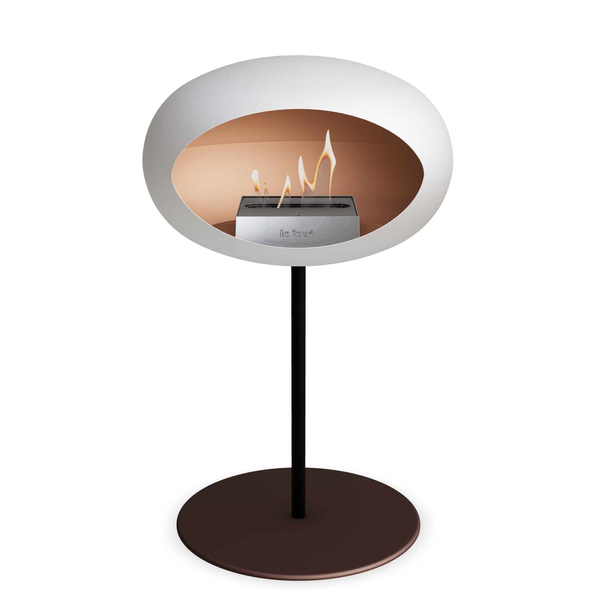 Le Feu Steel Low Dome <br>White Fireplaces Nüline Distribution ø2.5 cm black mocca steel burner