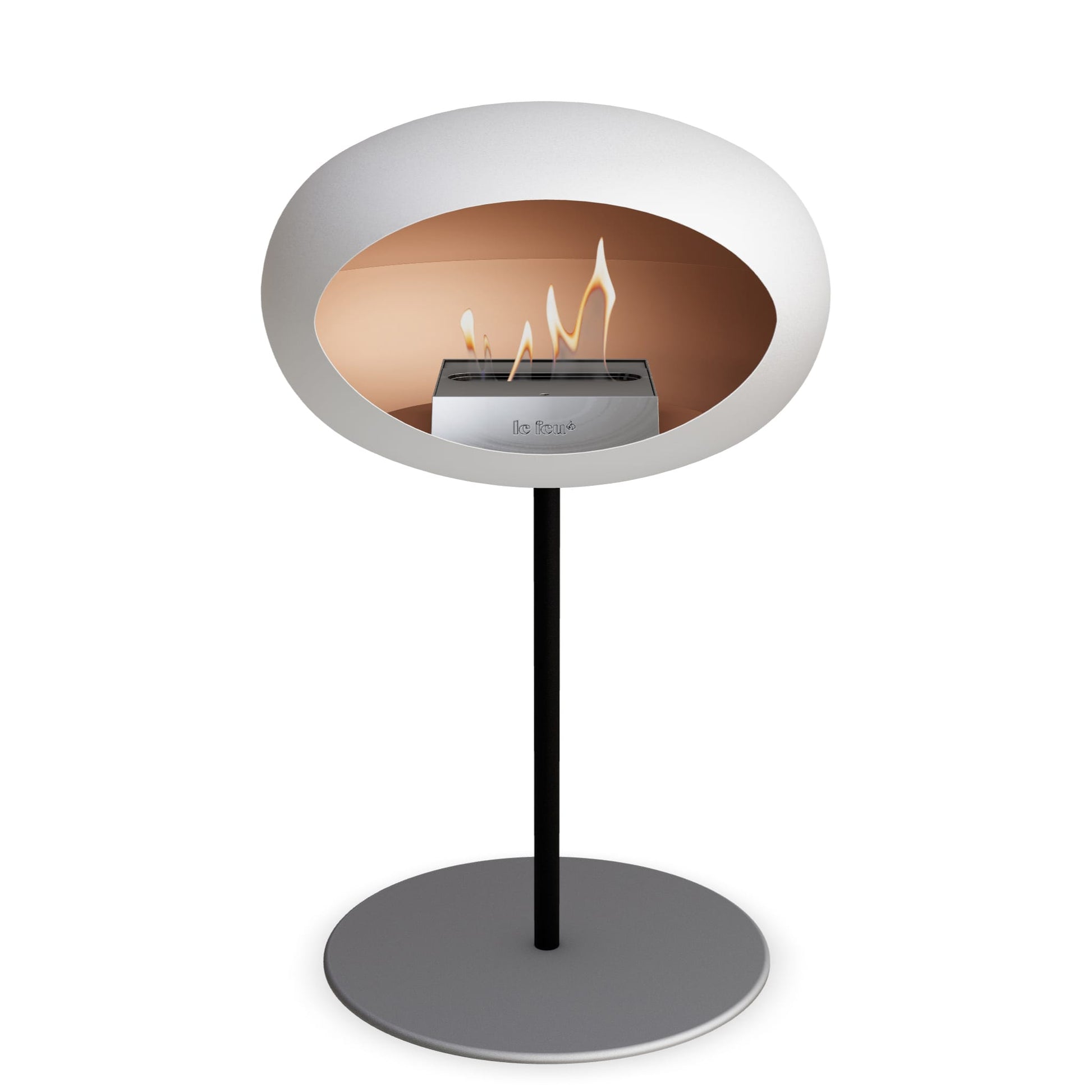 Le Feu Steel Low Dome <br>White Fireplaces Nüline Distribution ø2.5 cm black nickel steel burner