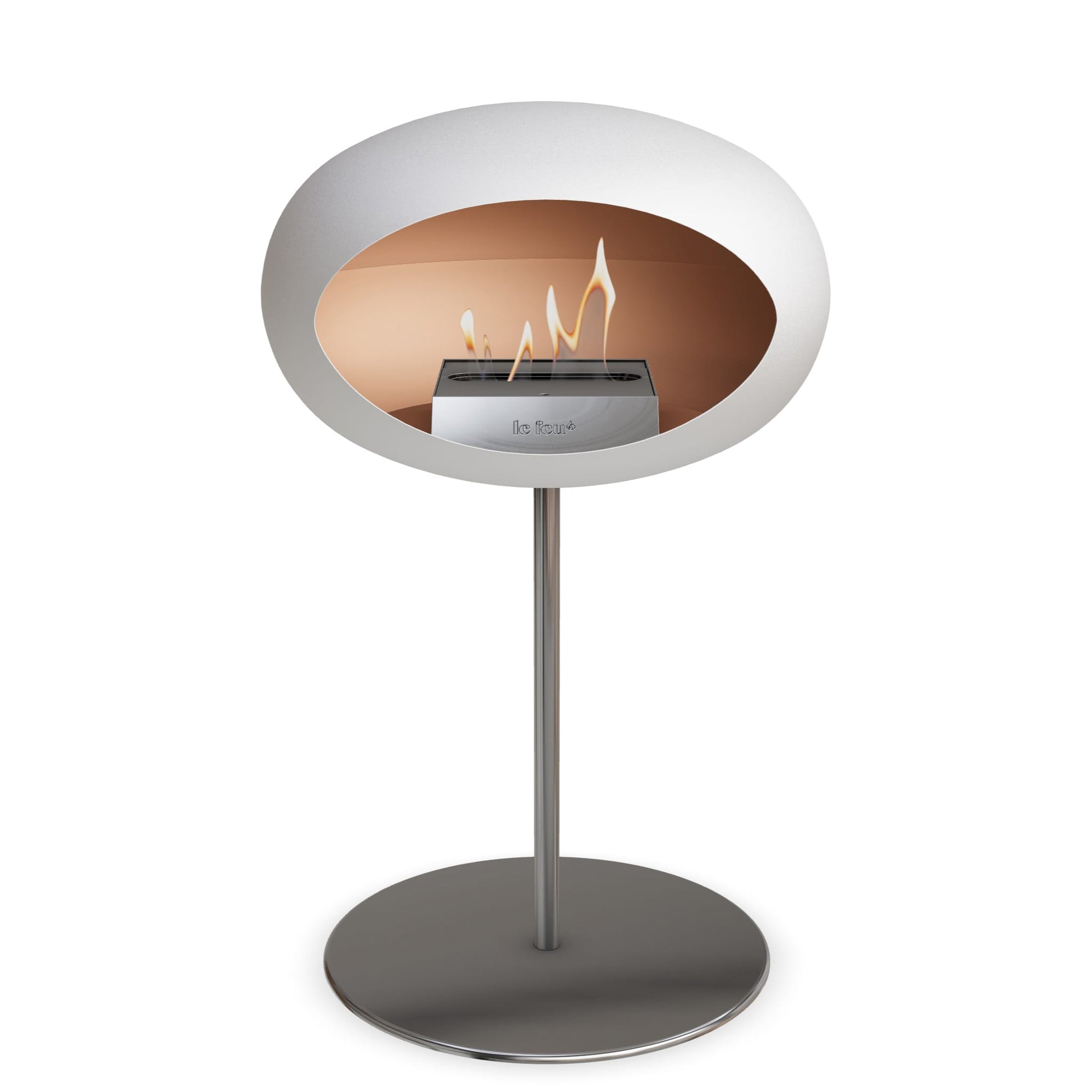 Le Feu Steel Low Dome <br>White Fireplaces Nüline Distribution ø2.5 cm polished steel polished steel steel burner